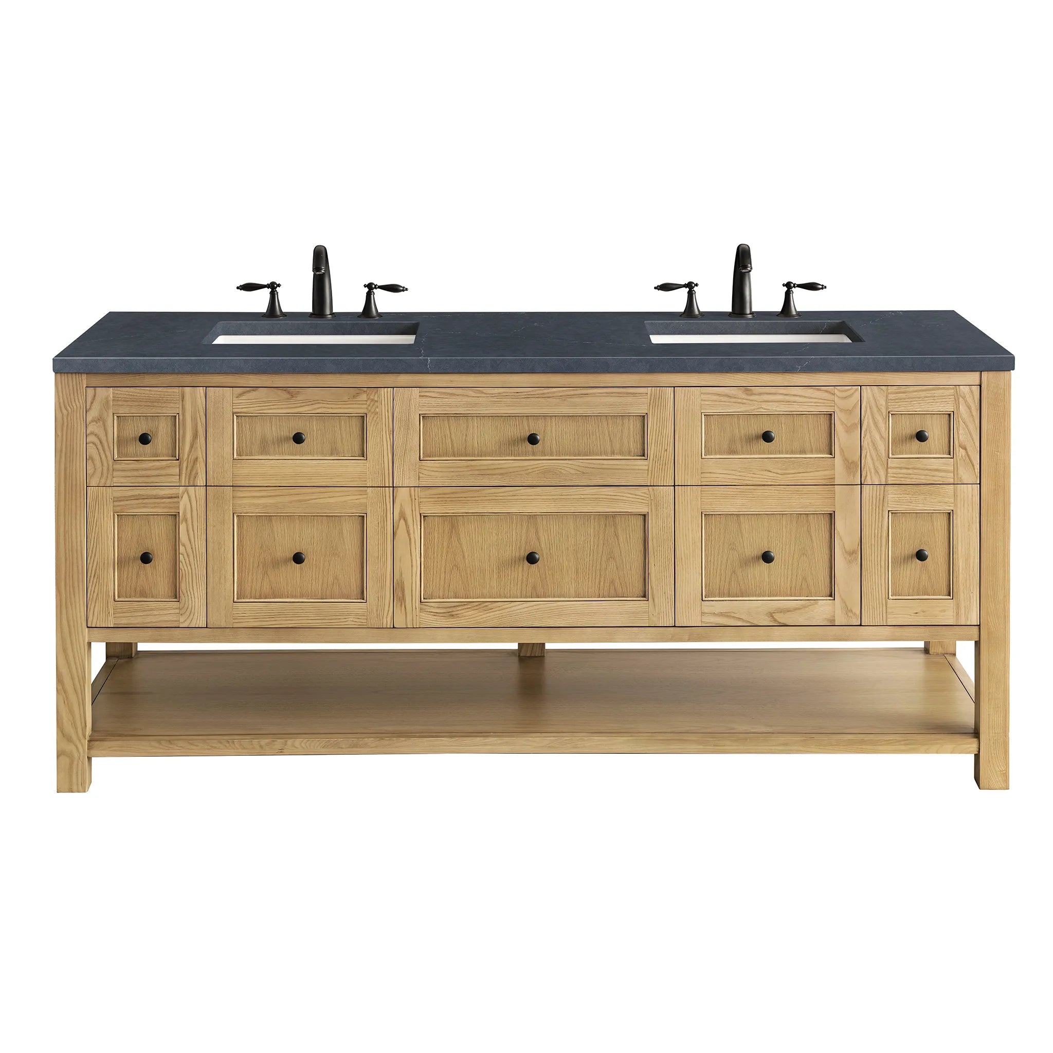 Breckenridge 72" Double Vanity in Light Natural Oak-Charcoal Soapstone Silestone-8" Widespread image