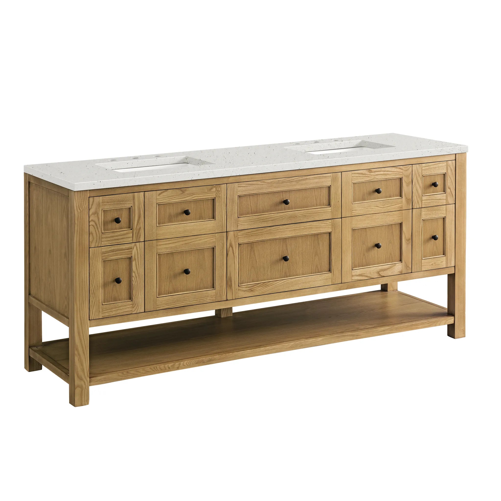 Breckenridge 72" Double Vanity in Light Natural Oak-Lime Delight Silestone-8" Widespread image 5