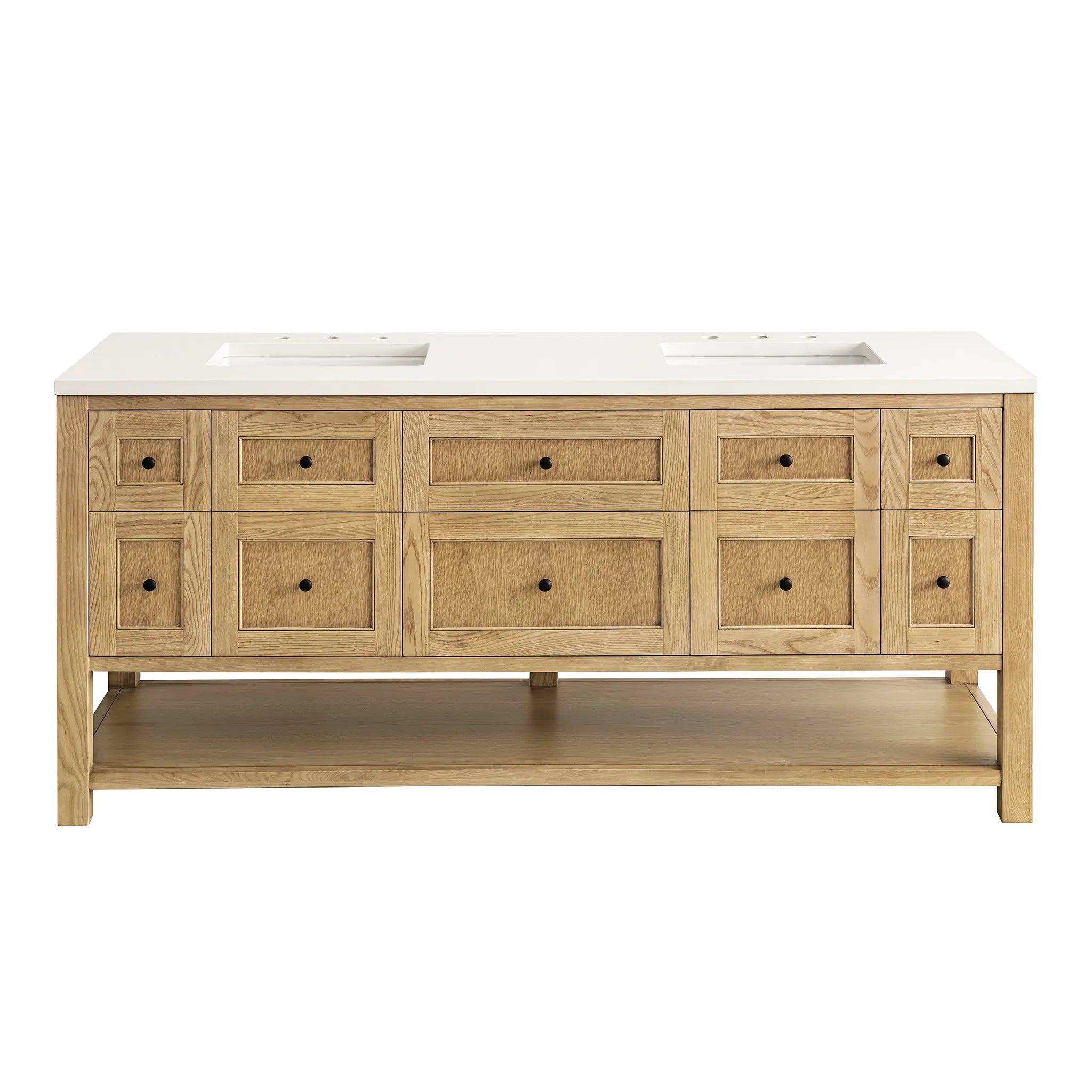 Breckenridge 72" Double Vanity in Light Natural Oak-White Zeus Silestone-8" Widespread image 1