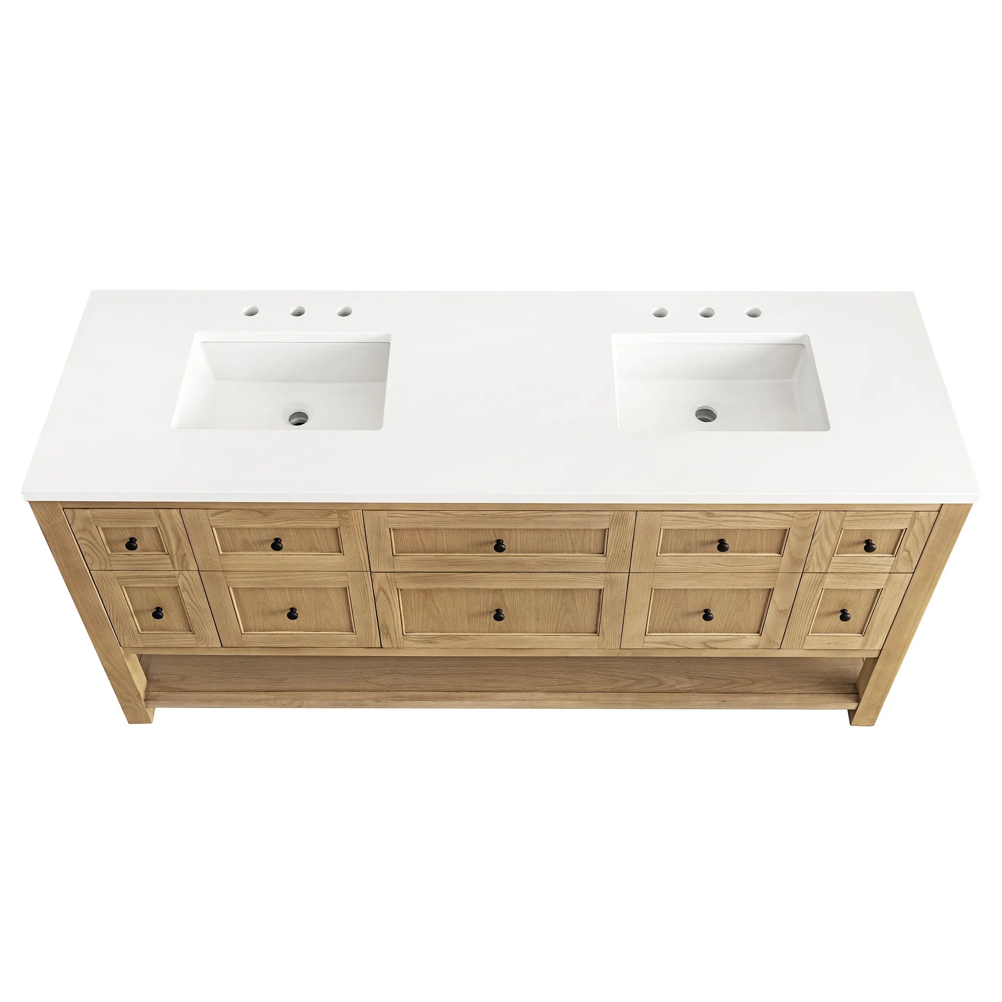 Breckenridge 72" Double Vanity in Light Natural Oak-White Zeus Silestone-8" Widespread image 6