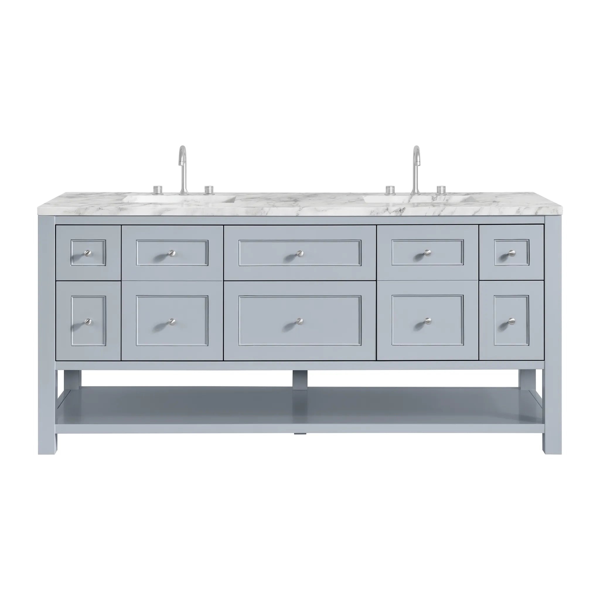 Breckenridge 72" Double Vanity in Serenity Blue-Carrara White Marble-8" Widespread image