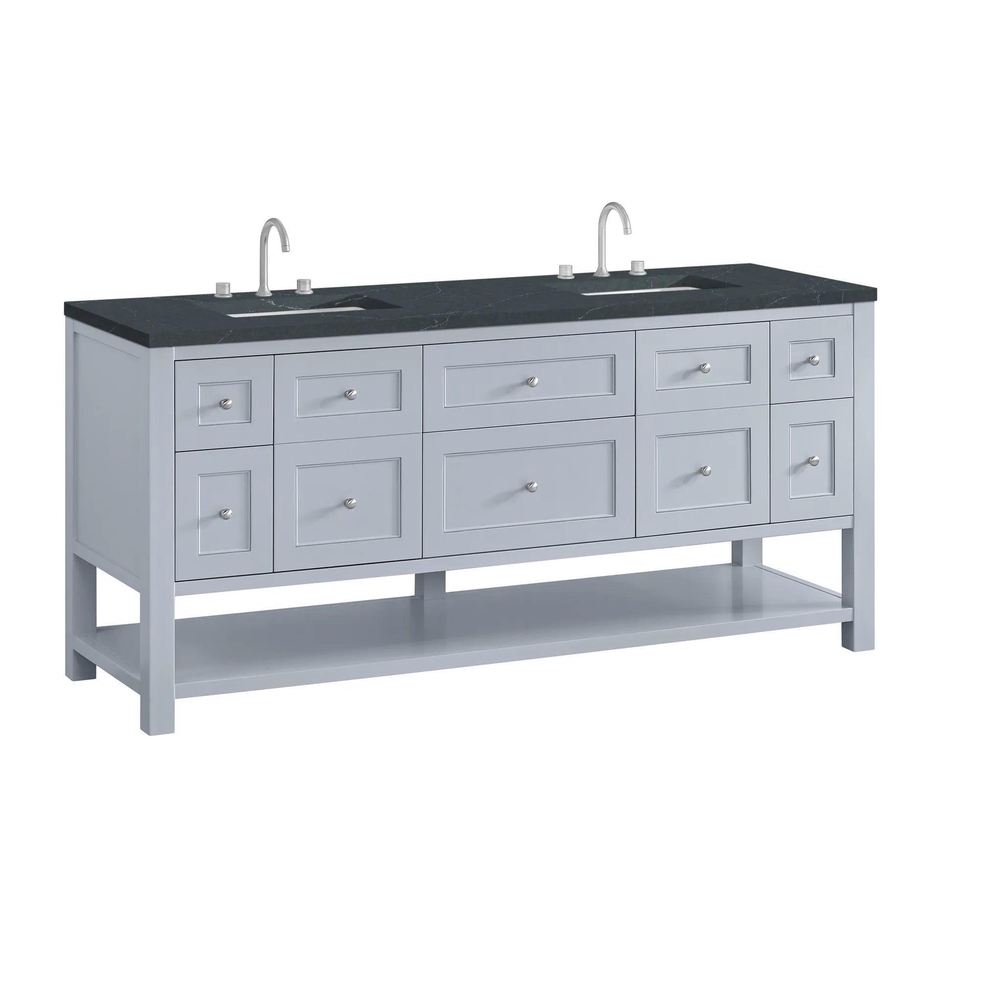 Breckenridge 72" Double Vanity in Serenity Blue-Charcoal Soapstone Silestone-8" Widespread image 9