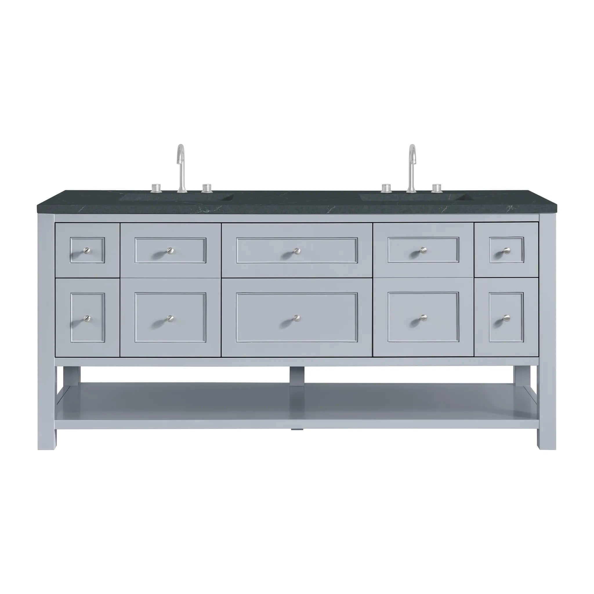 Breckenridge 72" Double Vanity in Serenity Blue-Charcoal Soapstone Silestone-8" Widespread image