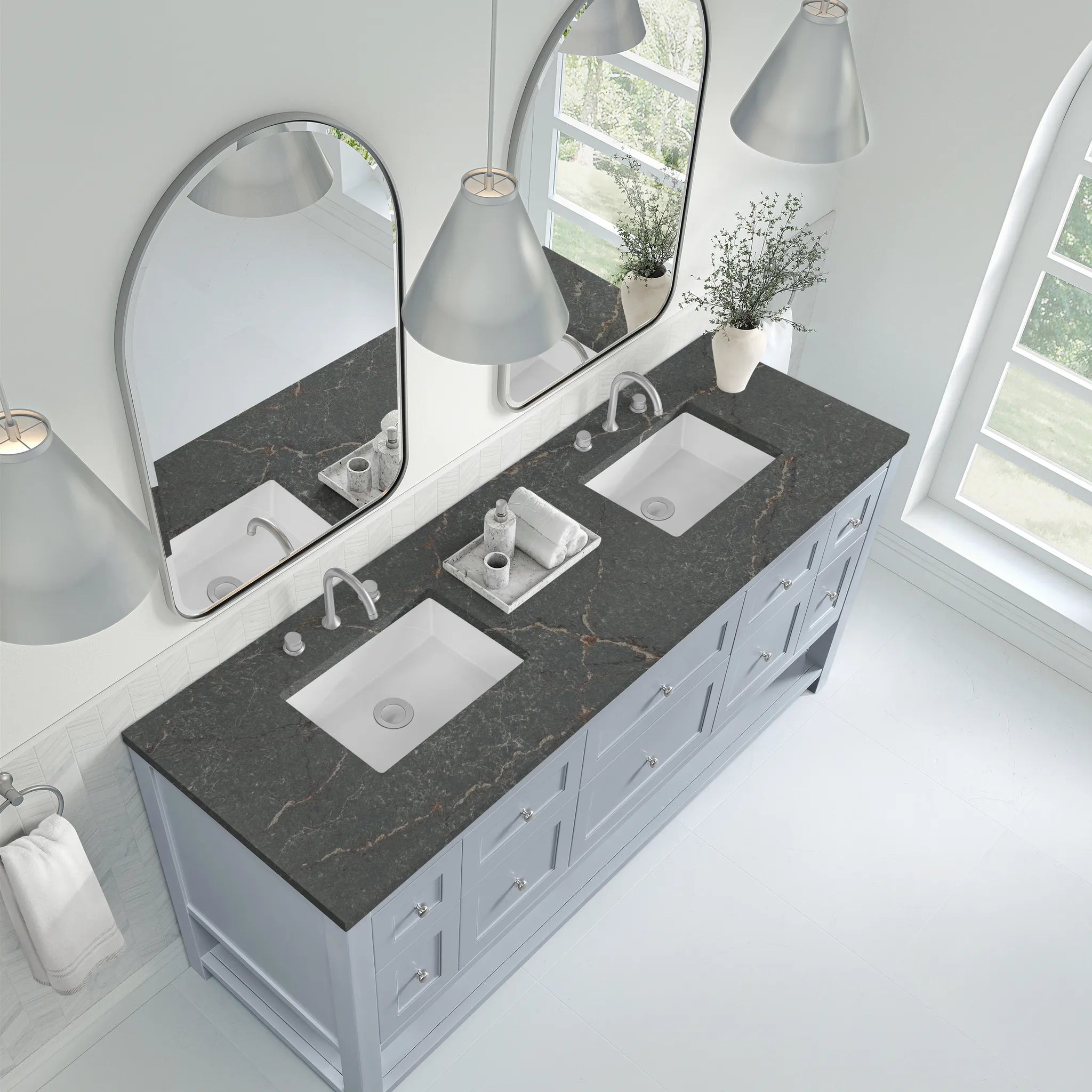 Breckenridge 72" Double Vanity in Serenity Blue-Parisien Bleu Silestone-8" Widespread image 6
