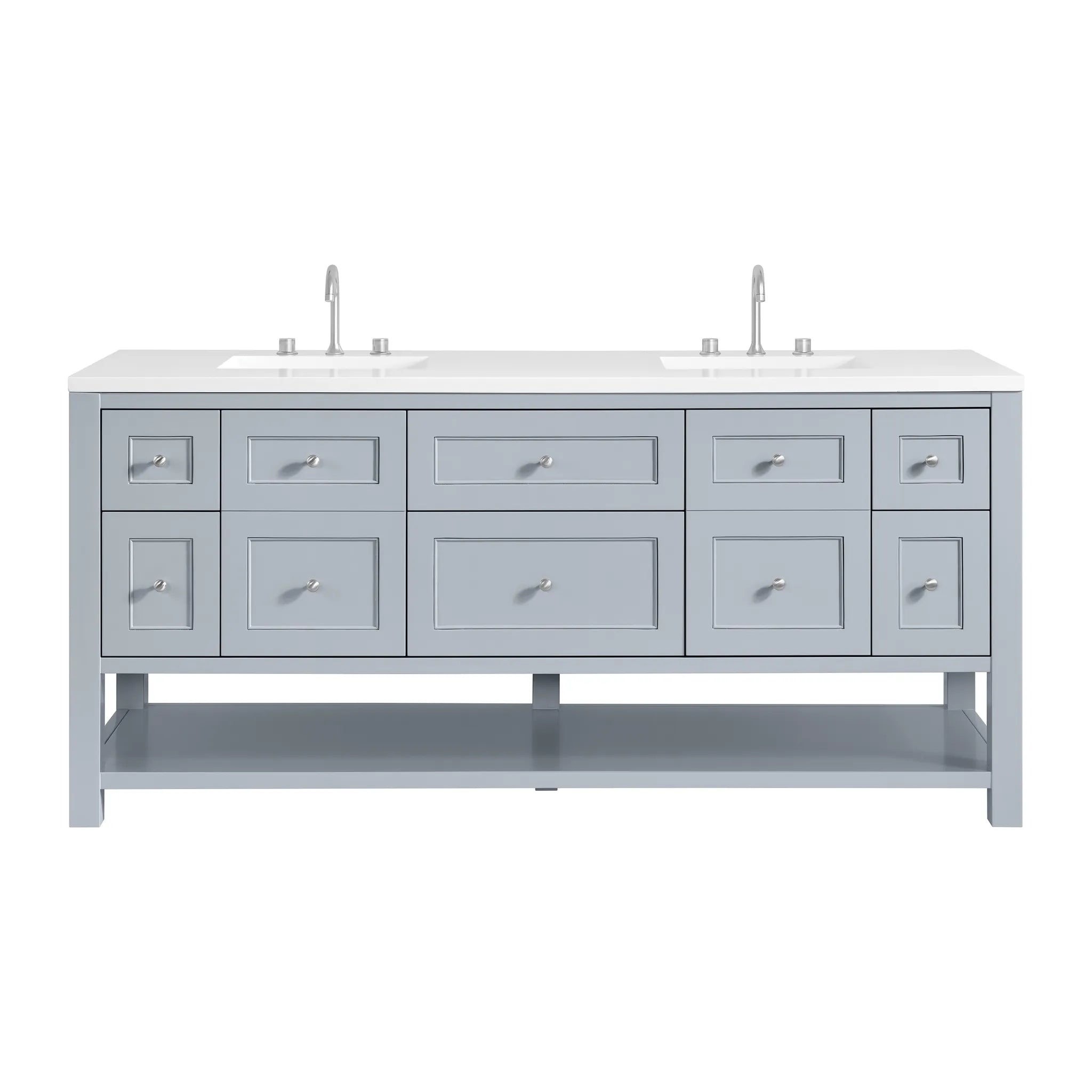 Breckenridge 72" Double Vanity in Serenity Blue-White Zeus Silestone-8" Widespread image