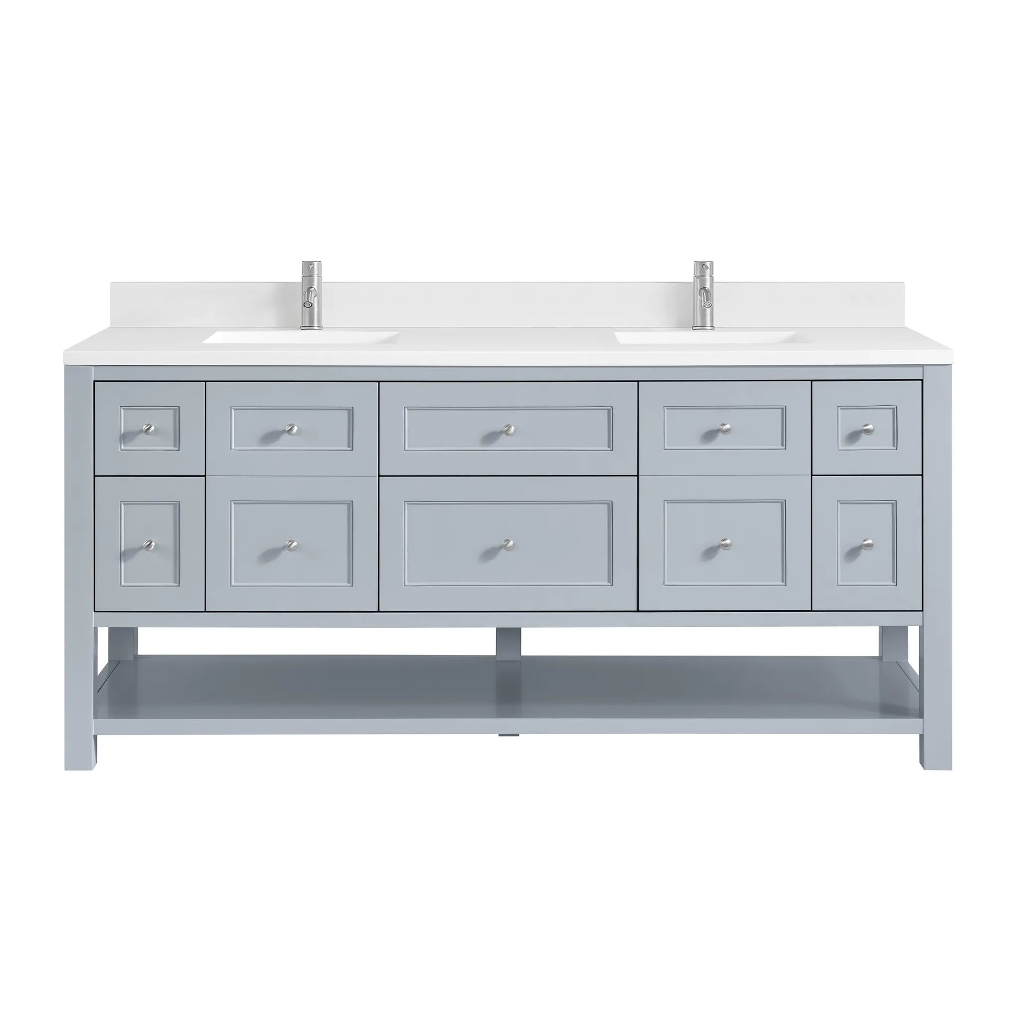 Breckenridge 72" Double Vanity in Serenity Blue-White Zeus Silestone & Backsplash-Single Hole image