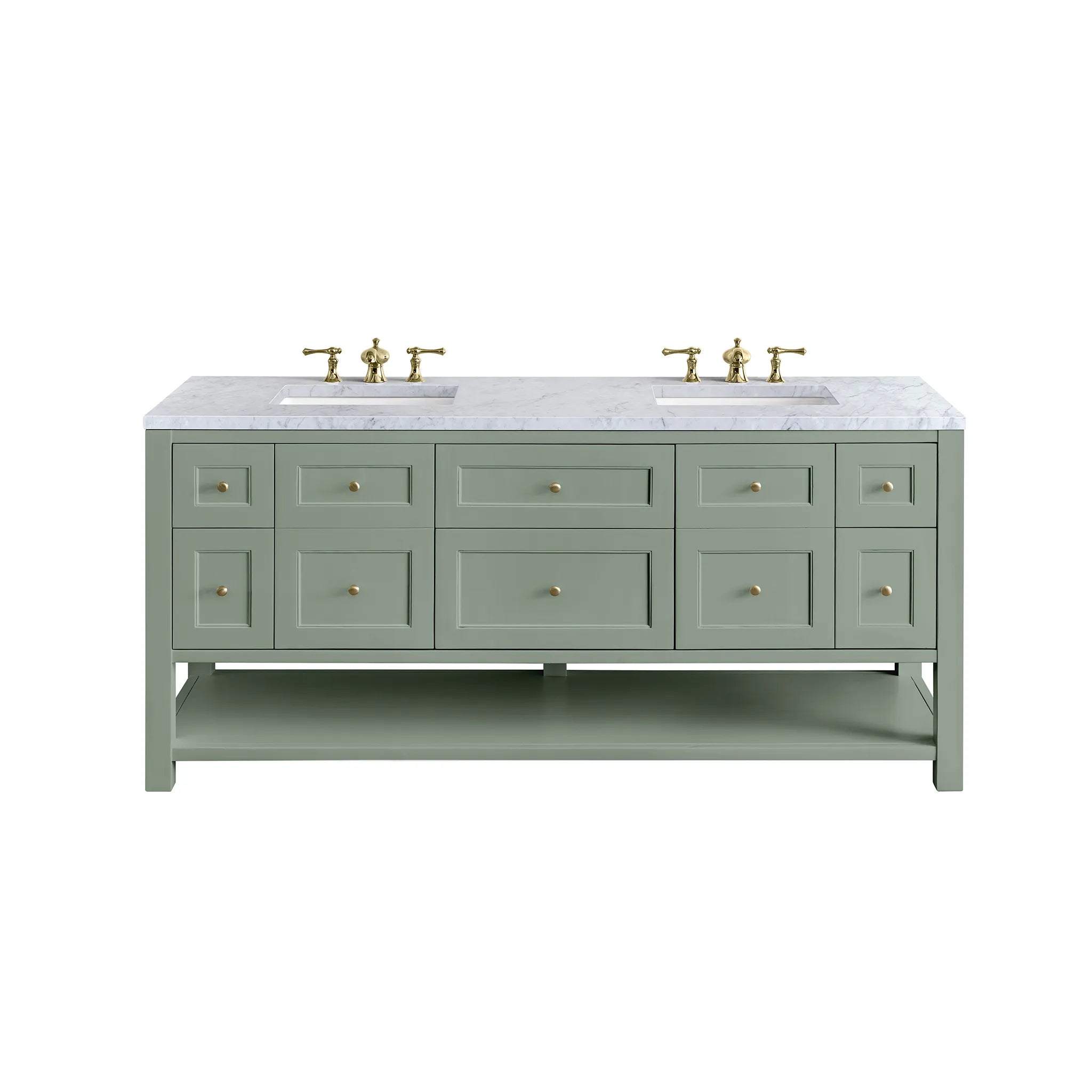 Breckenridge 72" Double Vanity in Smokey Celadon-Carrara White Marble-8" Widespread image