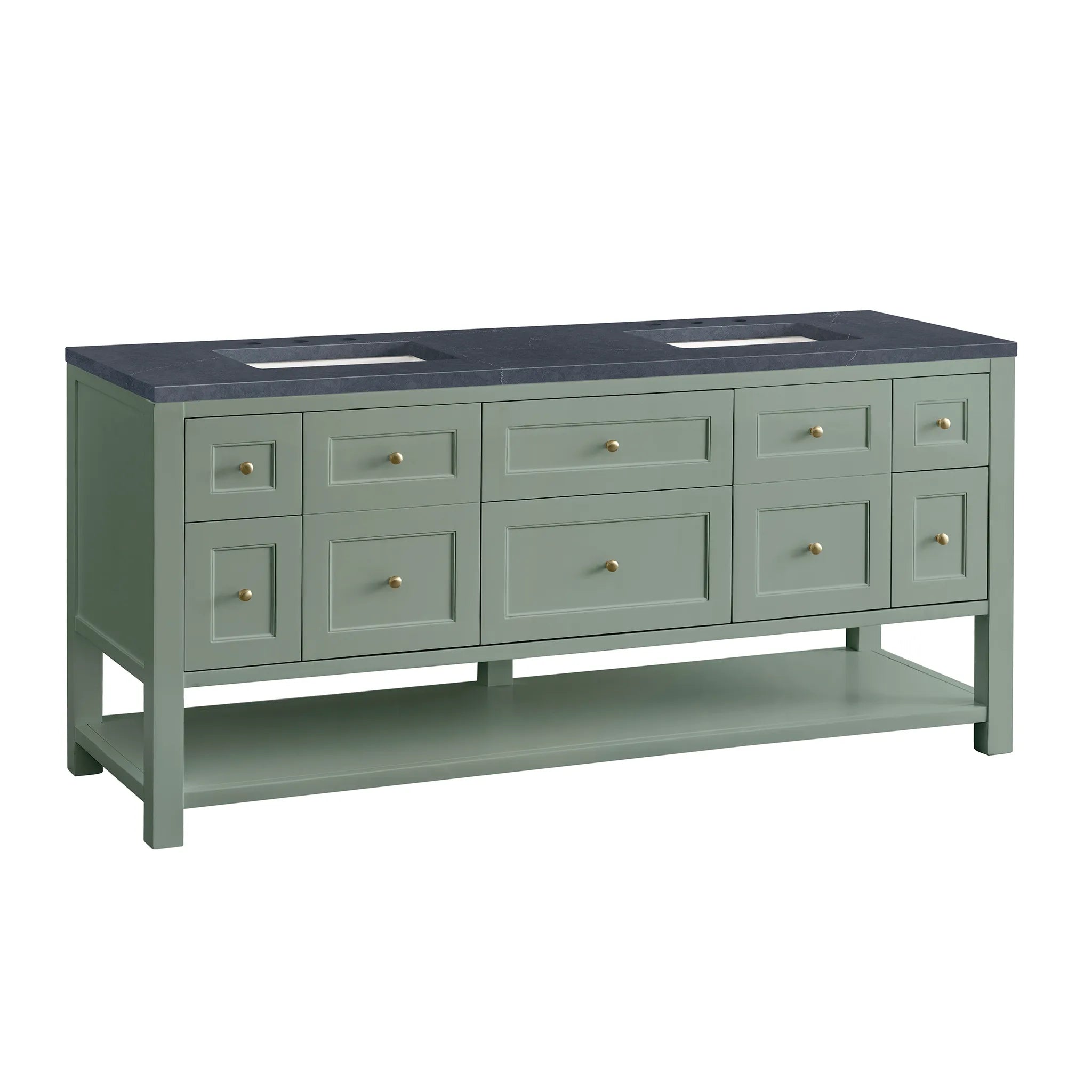 Breckenridge 72" Double Vanity in Smokey Celadon-Charcoal Soapstone Silestone-8" Widespread image 8