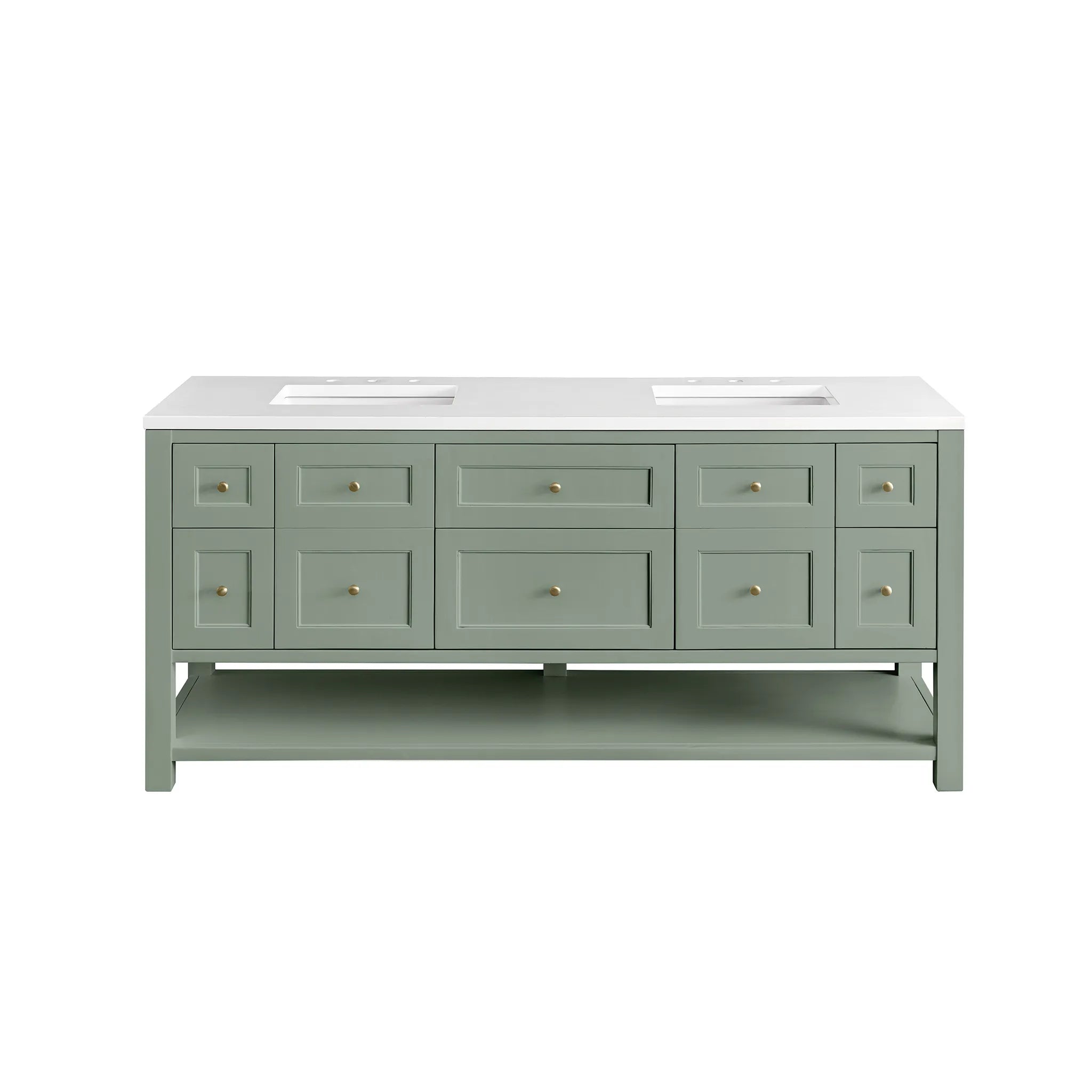 Breckenridge 72" Double Vanity in Smokey Celadon-White Zeus Silestone-8" Widespread image 1