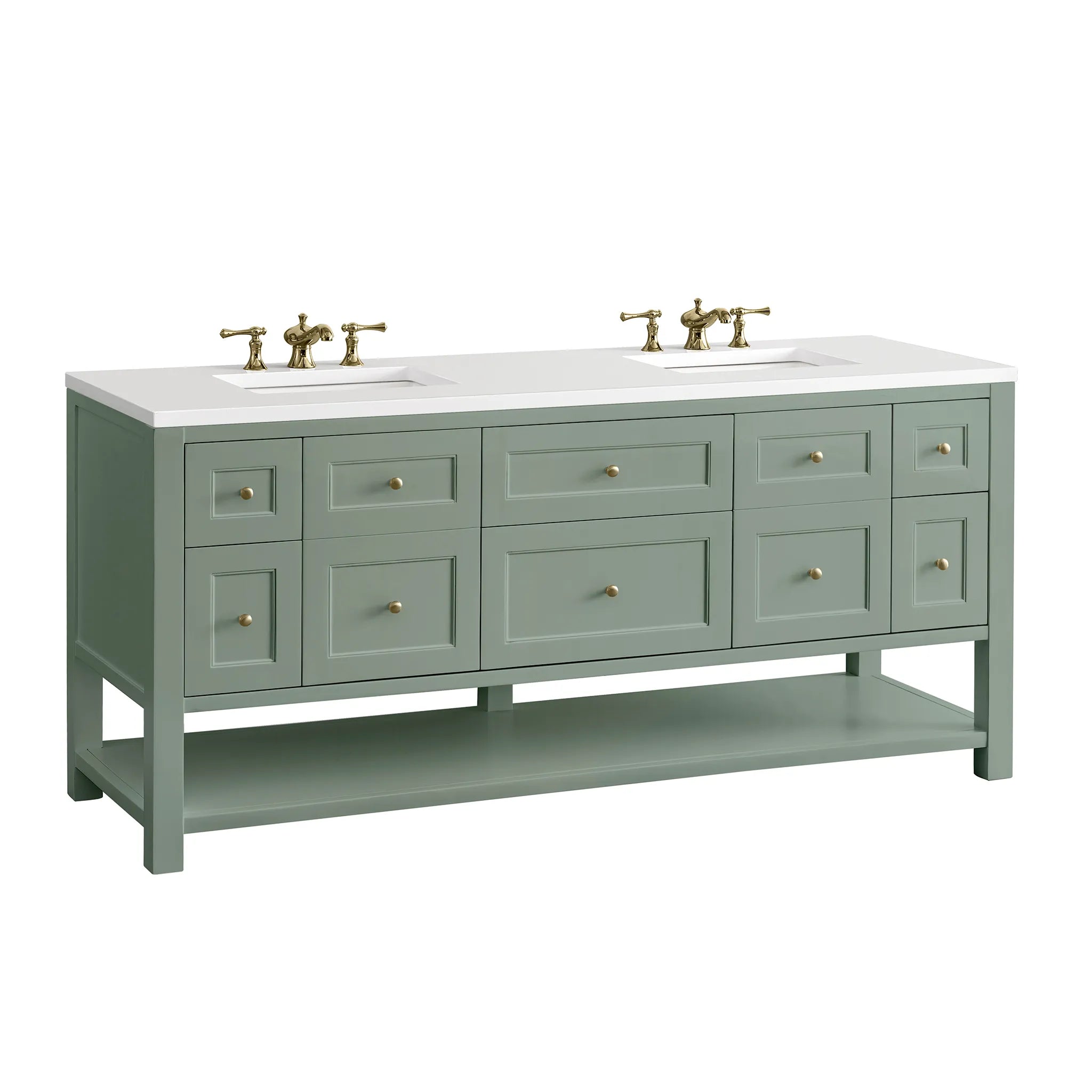 Breckenridge 72" Double Vanity in Smokey Celadon-White Zeus Silestone-8" Widespread image 9