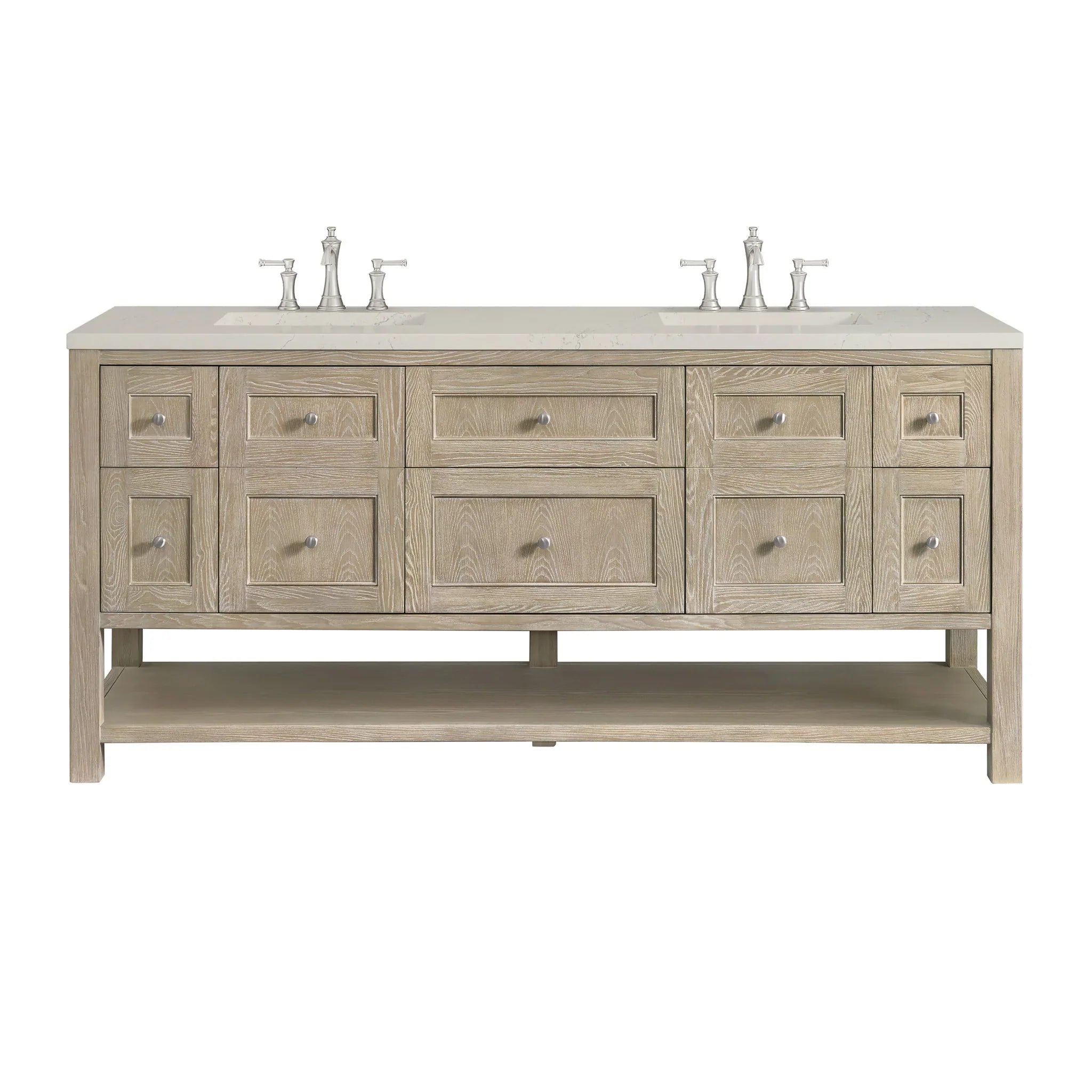 72" Breckenridge Double Vanity in Whitewashed Oak by James Martin Vanities