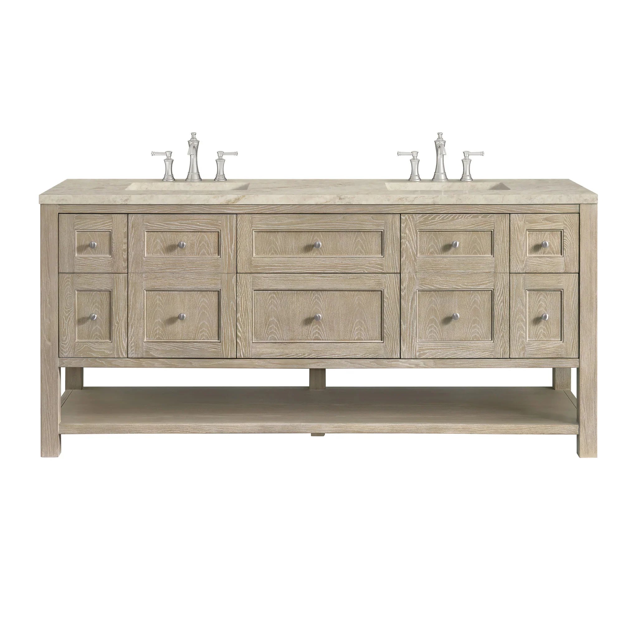 72" Breckenridge Double Vanity in Whitewashed Oak by James Martin Vanities