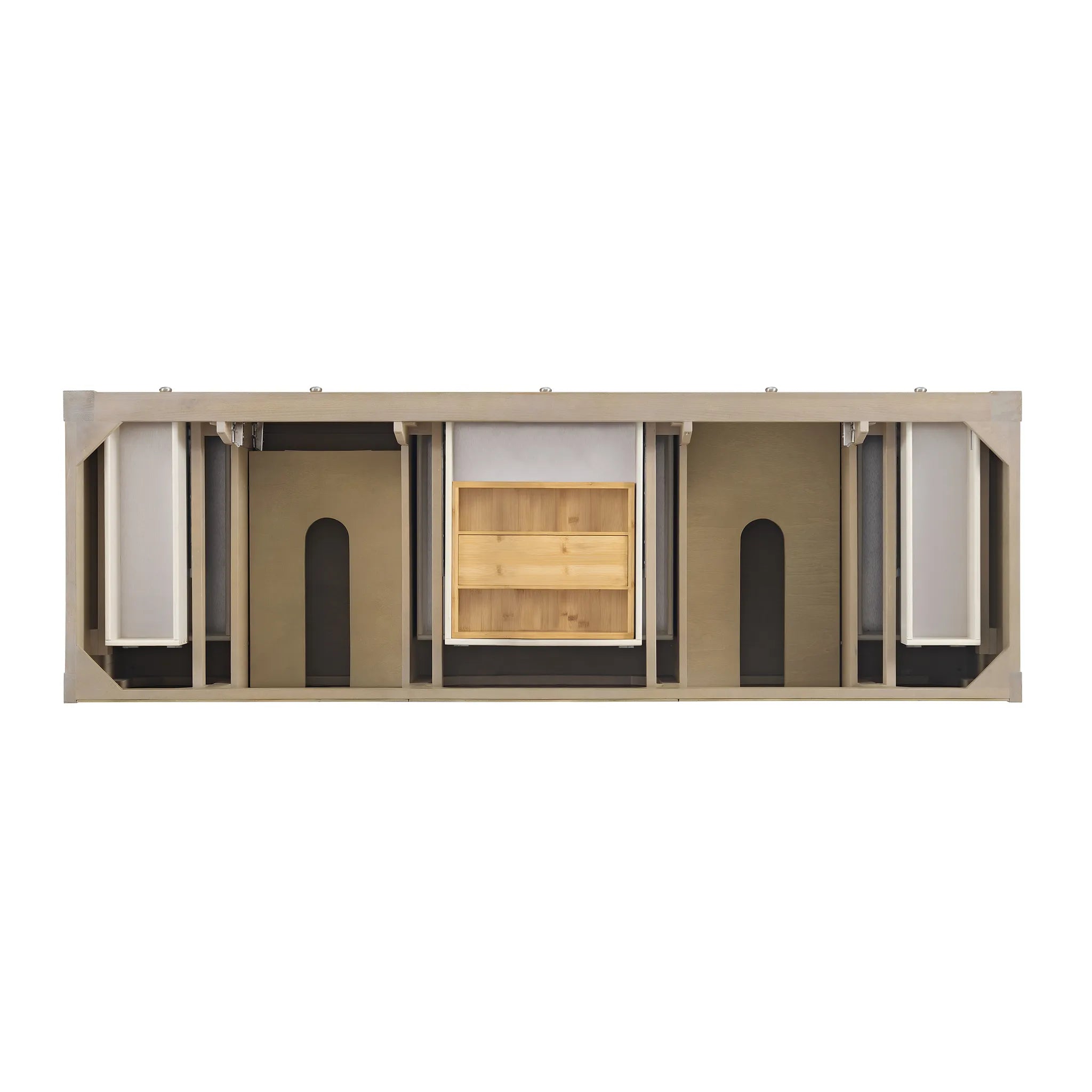 Breckenridge 72" Double Vanity in Whitewashed Oak Wireless Charger-Eternal Jasmine Pearl Silestone-8" Widespread image 8