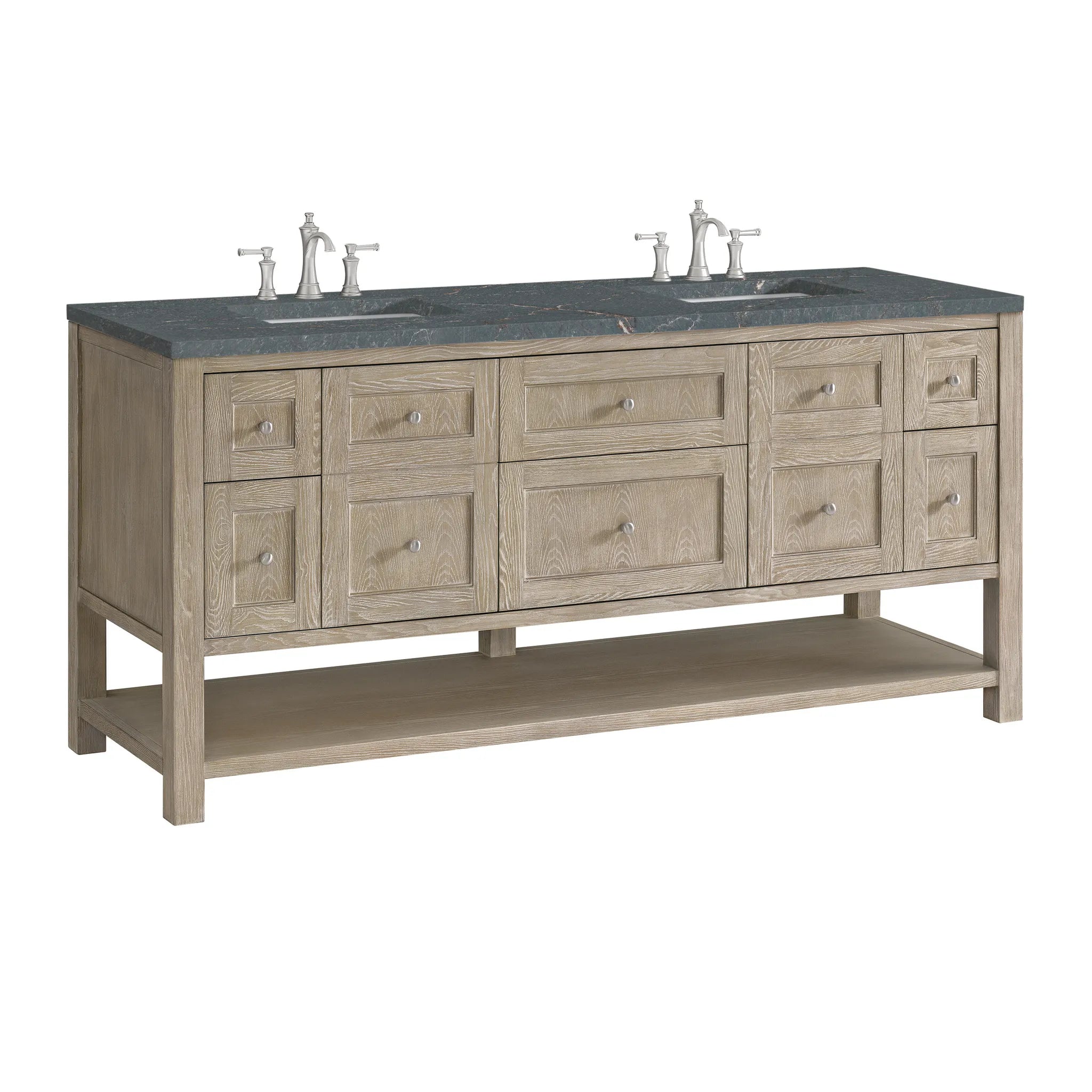 Breckenridge 72" Double Vanity in Whitewashed Oak Wireless Charger-Parisien Bleu Silestone-8" Widespread image 11