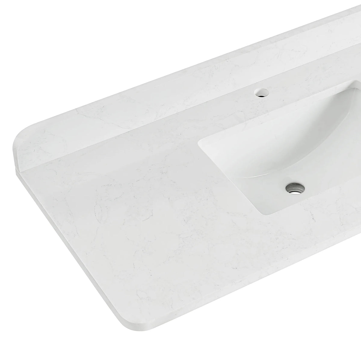 Stone top for the 60 inch Oak Light Walnut single sink vanity shown separately on white