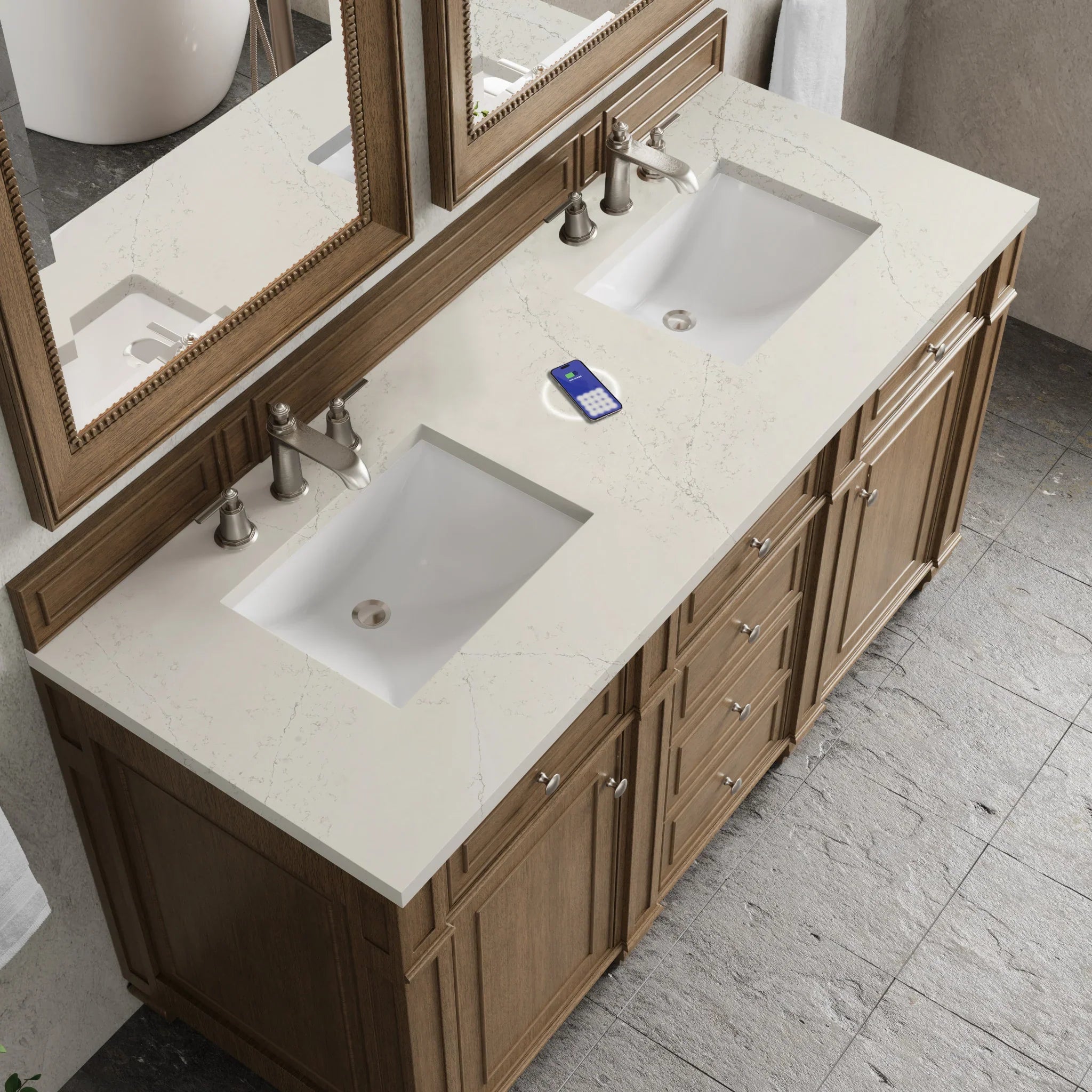 bristol-60-double-vanity-in-saddle-brown-w-freepower-wireless-charger-by-james-martin-vanities-siberian-silestone image 8