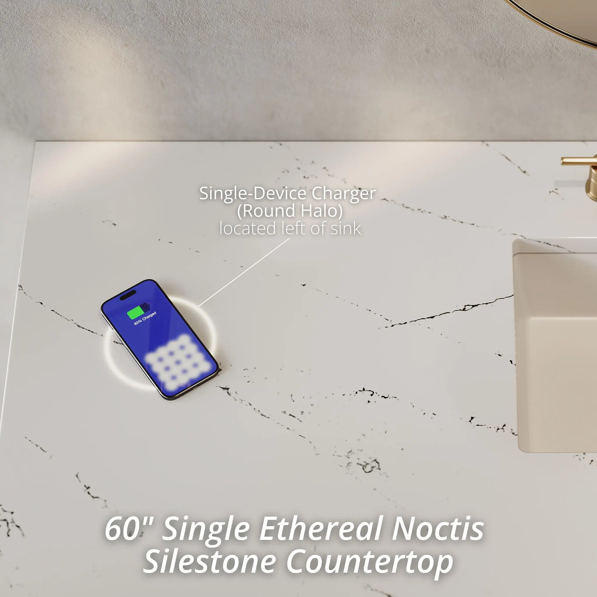 Bristol 60" Single Vanity Whitewashed Walnut w/FreePower Wireless Charger-Ethereal Noctis Silestone-8" Widespread image 2
