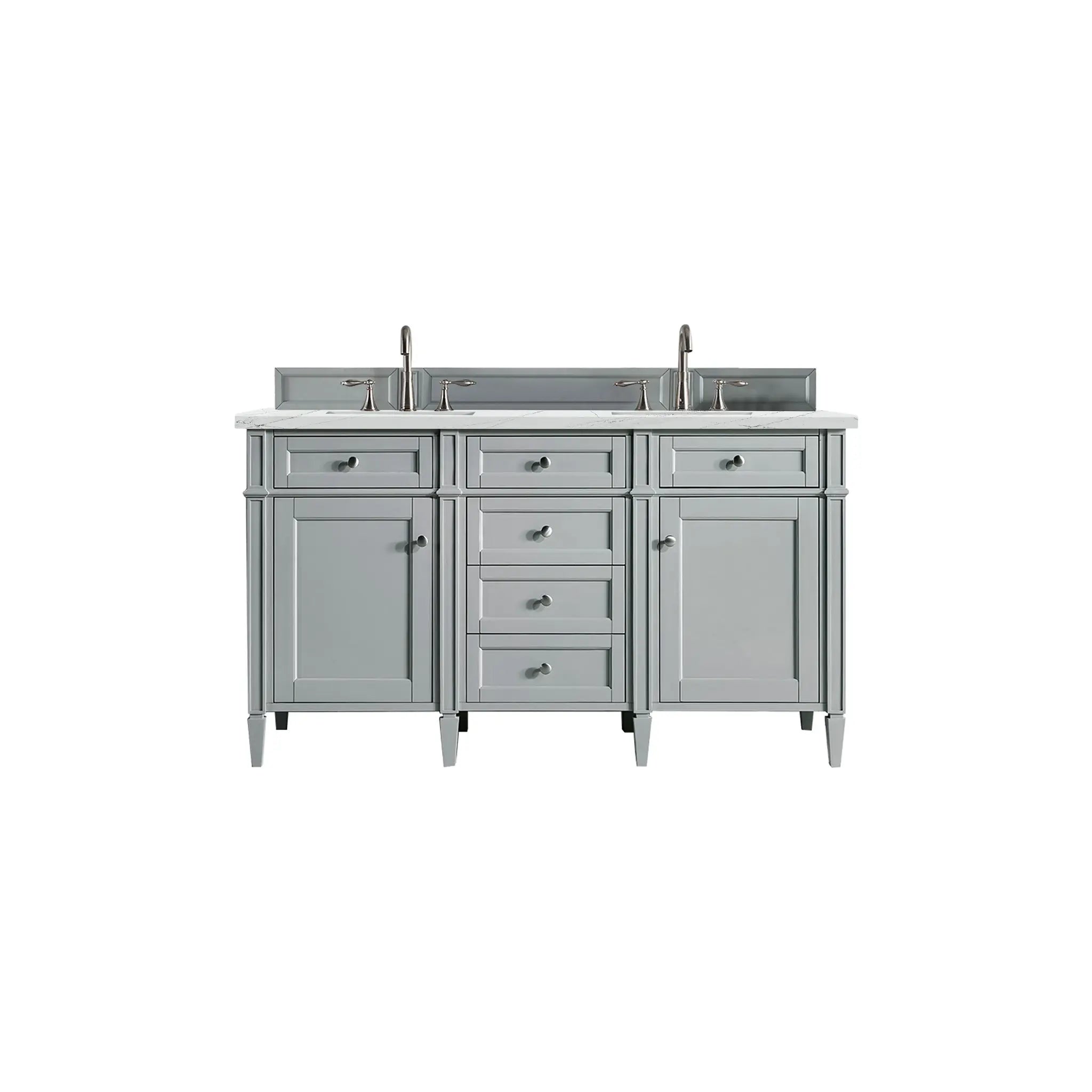 Brittany 60" Double Vanity in Urban Gray w/FreePower Wireless Charger-Ethereal Noctis Silestone-8" Widespread image
