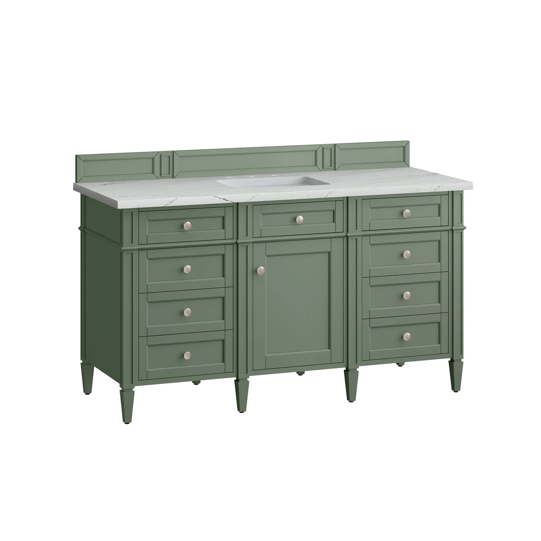 Brittany 60" Single Vanity in Smokey Celadon w/FreePower Wireless Charger-Ethereal Noctis Silestone-8" Widespread image 8
