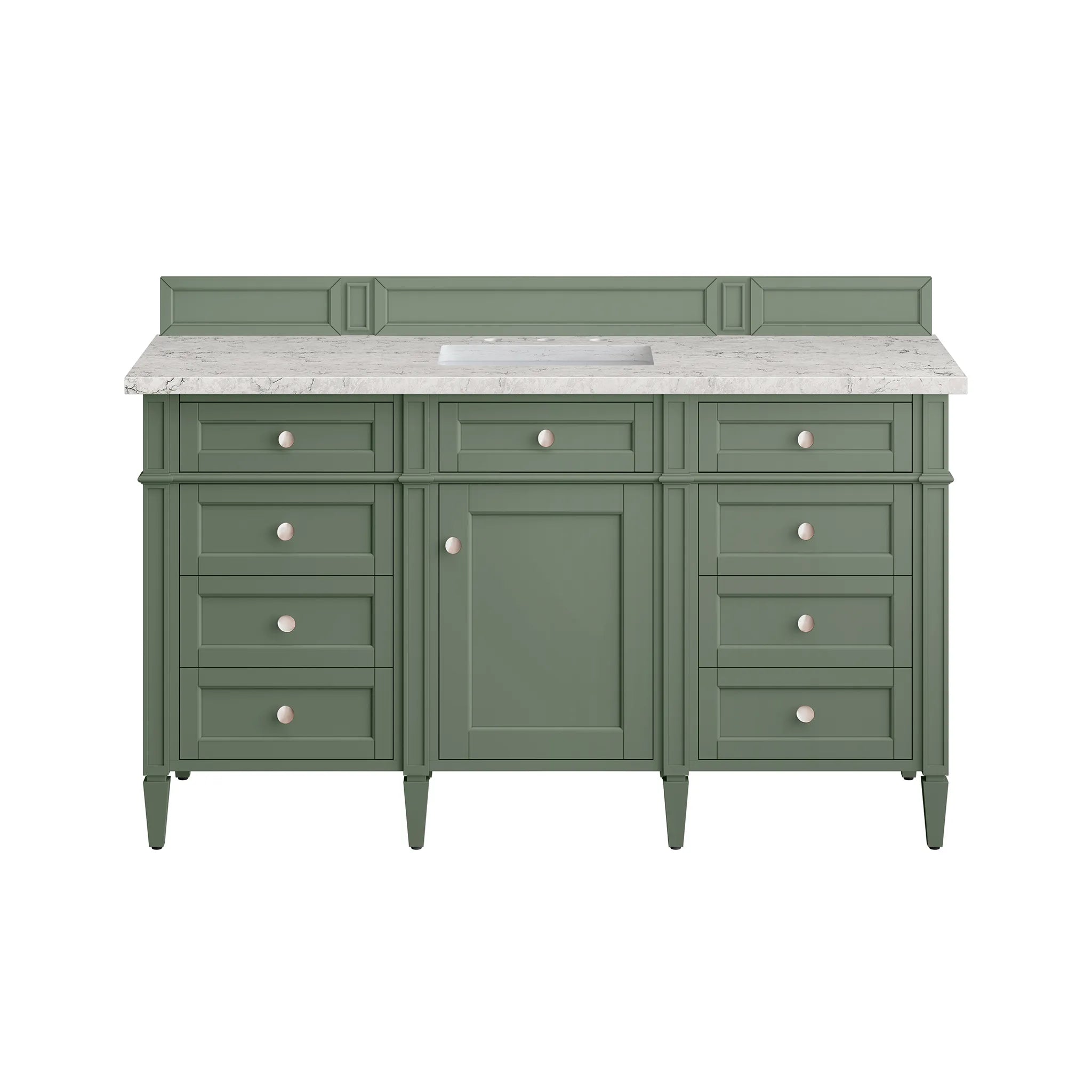 Brittany 60" Single Vanity in Smokey Celadon Wireless Charger-Eternal Jasmine Pearl Silestone-8" Widespread image 1