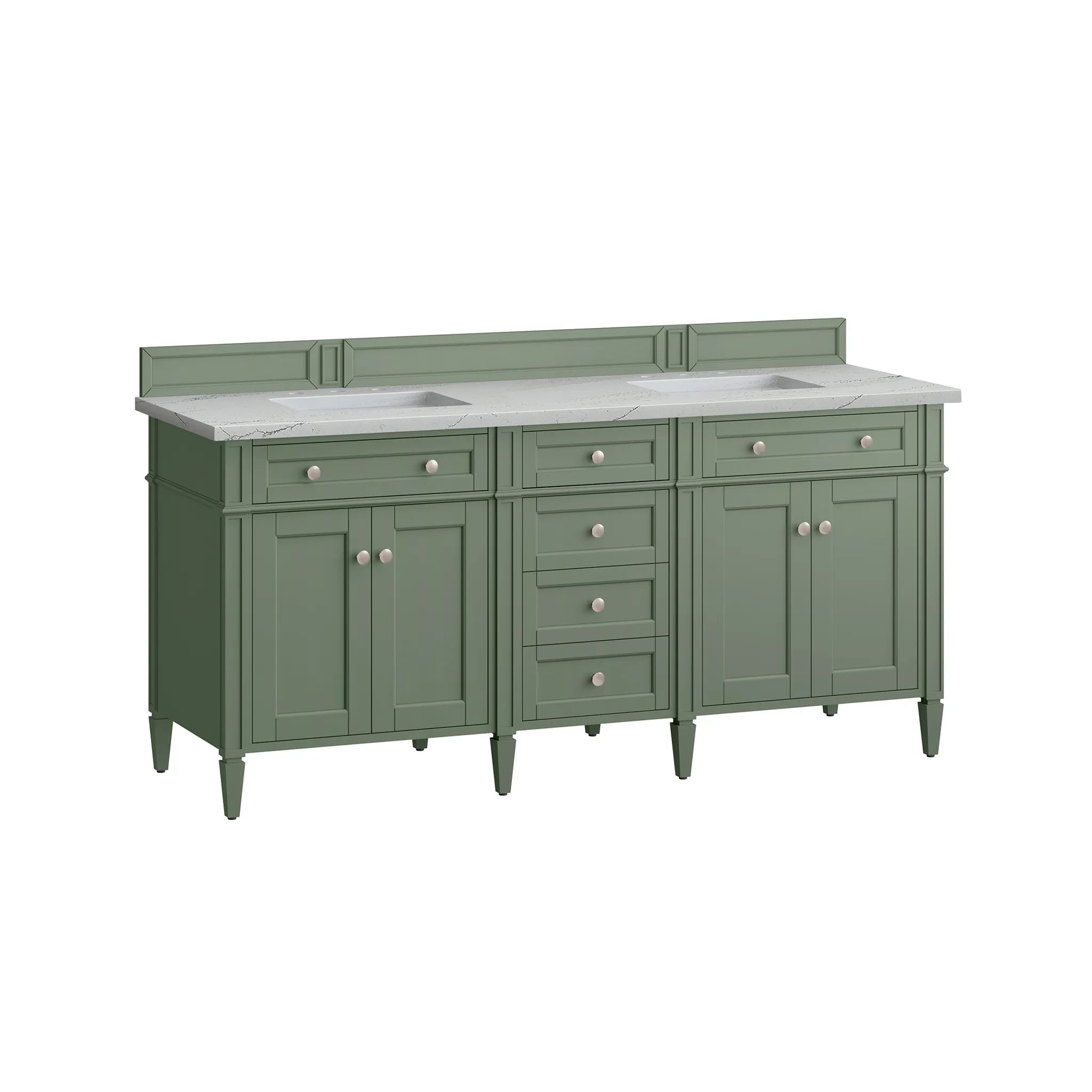 Brittany 72" Double Vanity in Smokey Celadon w/FreePower Wireless Charger-Ethereal Noctis Silestone-8" Widespread image 9
