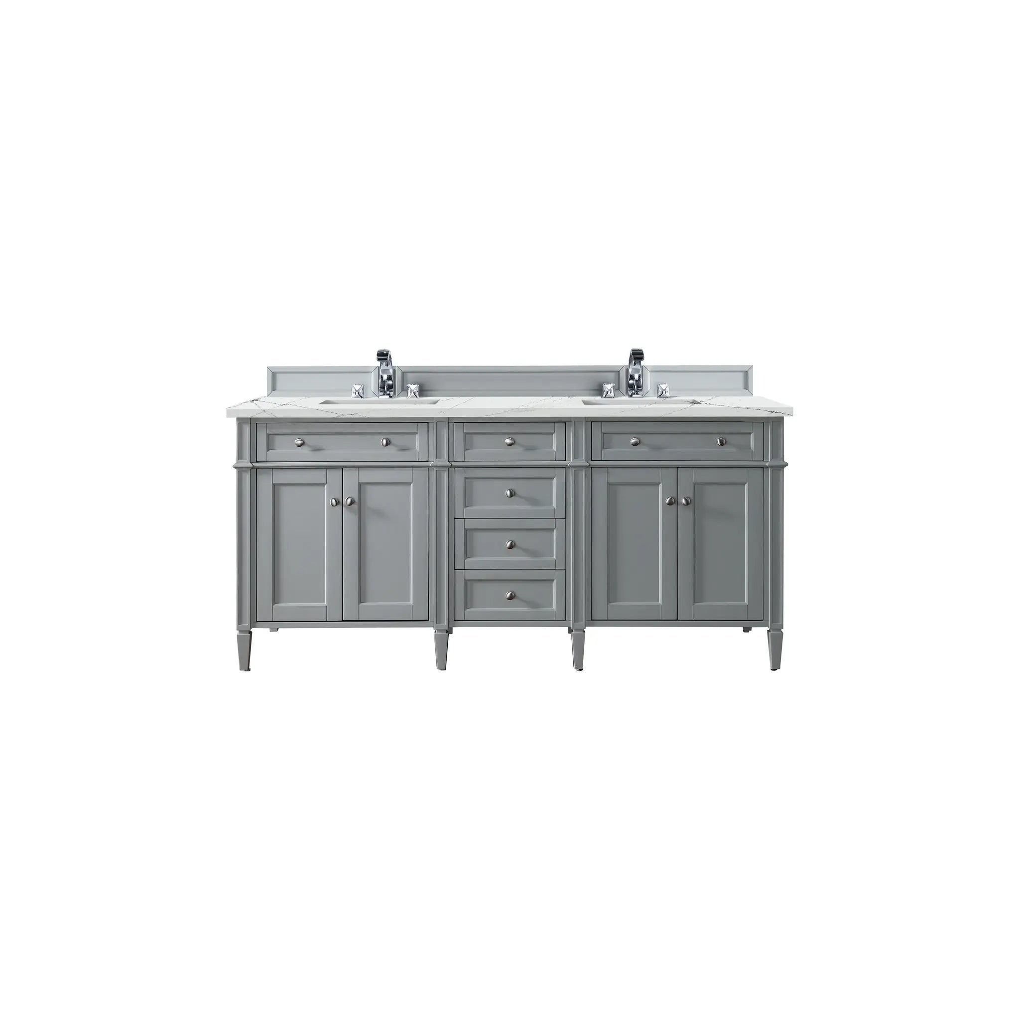 Brittany 72" Double Vanity in Urban Gray w/FreePower Wireless Charger-Ethereal Noctis Silestone-8" Widespread image