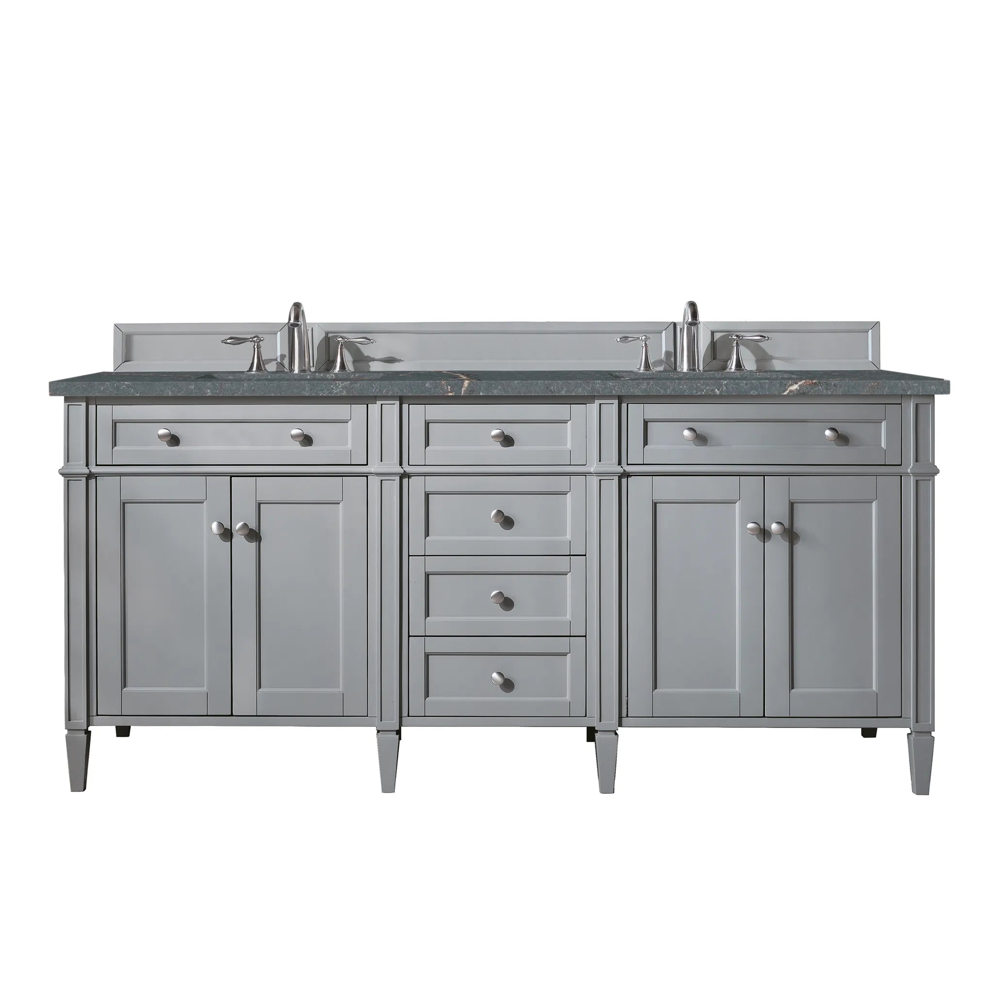 Brittany 72" Double Vanity in Urban Gray w/FreePower Wireless Charger-Parisien Bleu Silestone-8" Widespread image