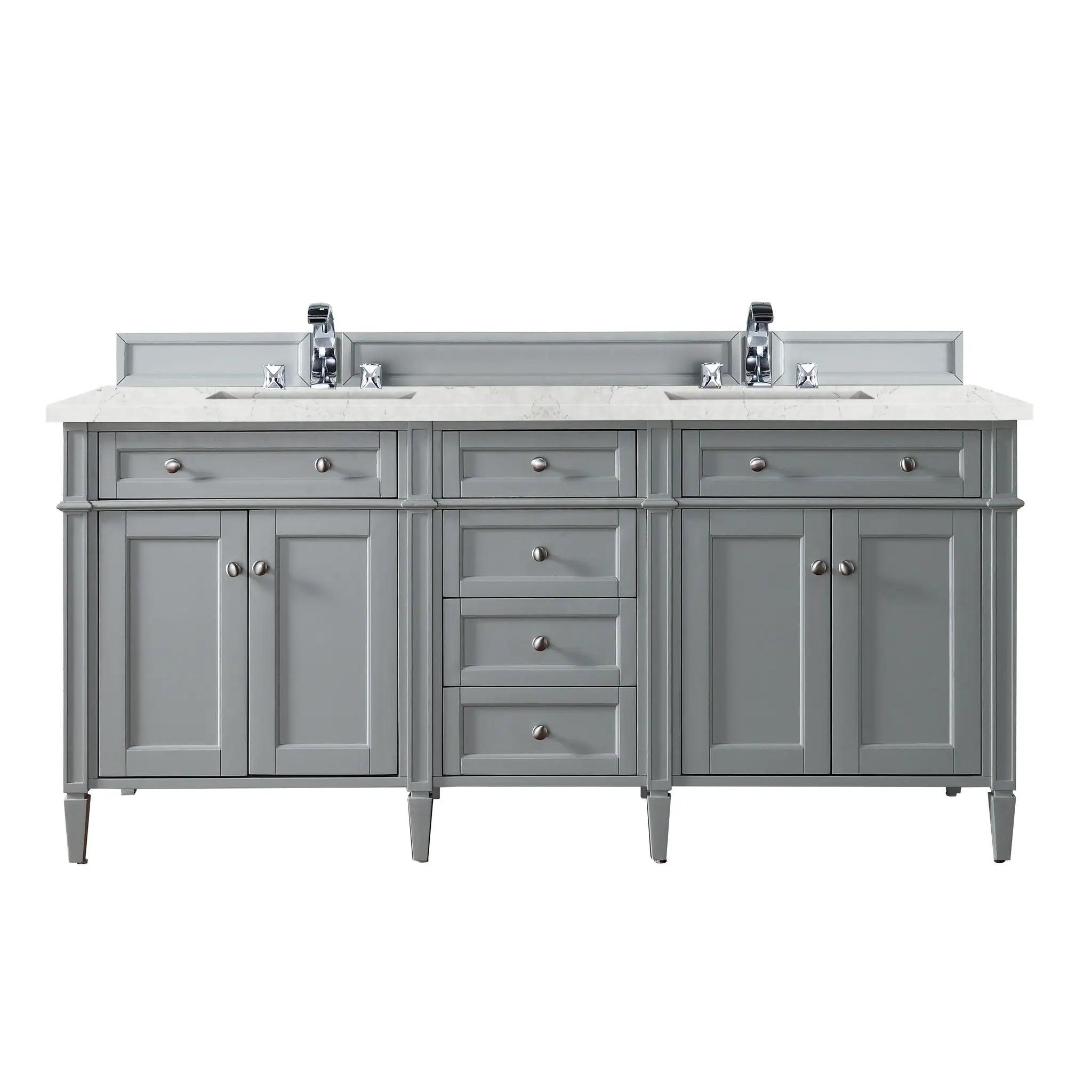 Brittany 72" Double Vanity in Urban Gray Wireless Charger-Eternal Jasmine Pearl Silestone-8" Widespread image