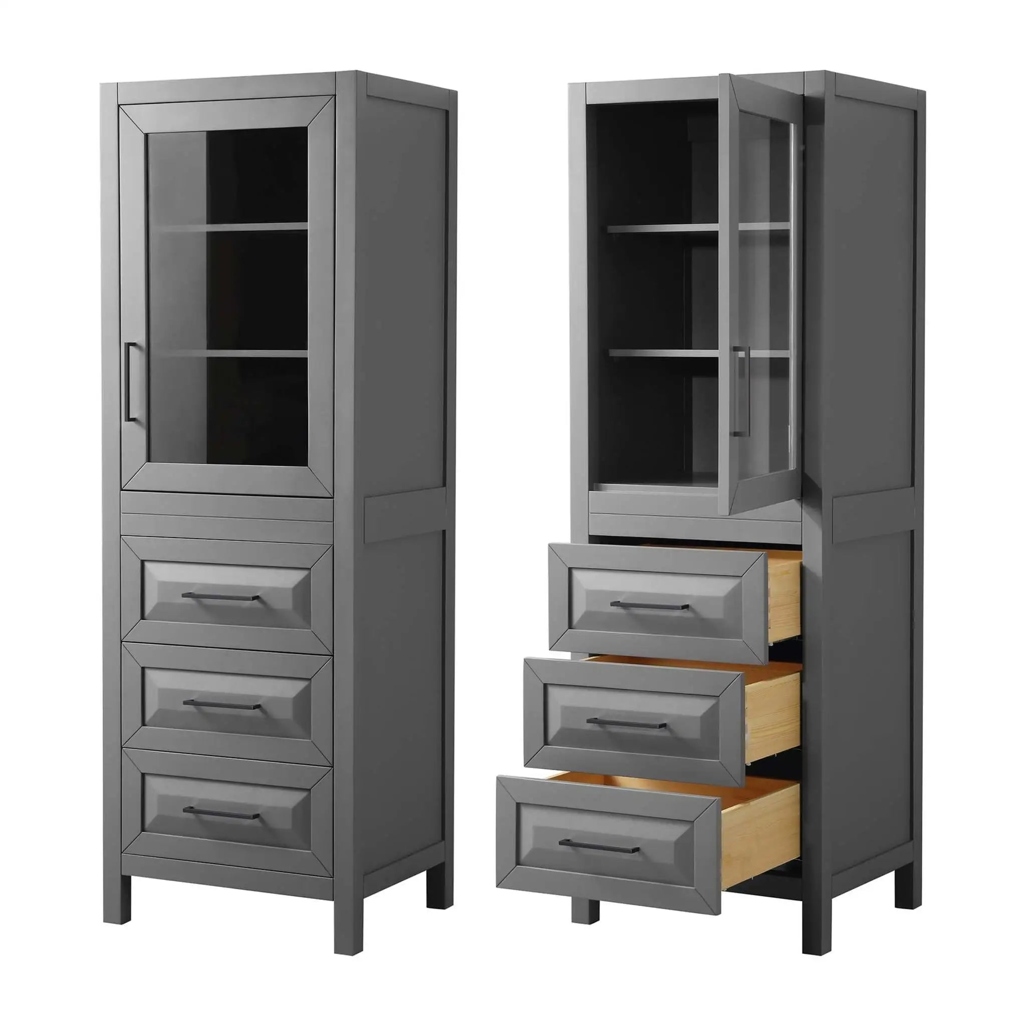 Dark Gray Bathroom Linen Tower Cabinet - Daria by Wyndham (WCV2525LTGB) image 2