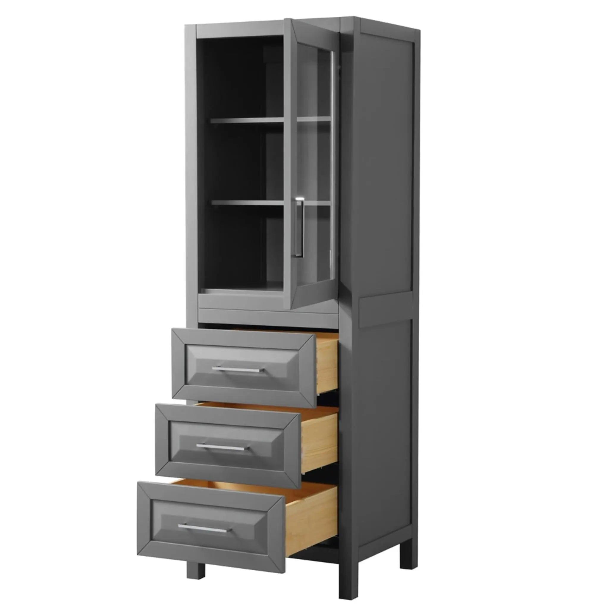 Dark Gray Bathroom Linen Tower Cabinet - Daria by Wyndham (WCV2525LTKG) image 1