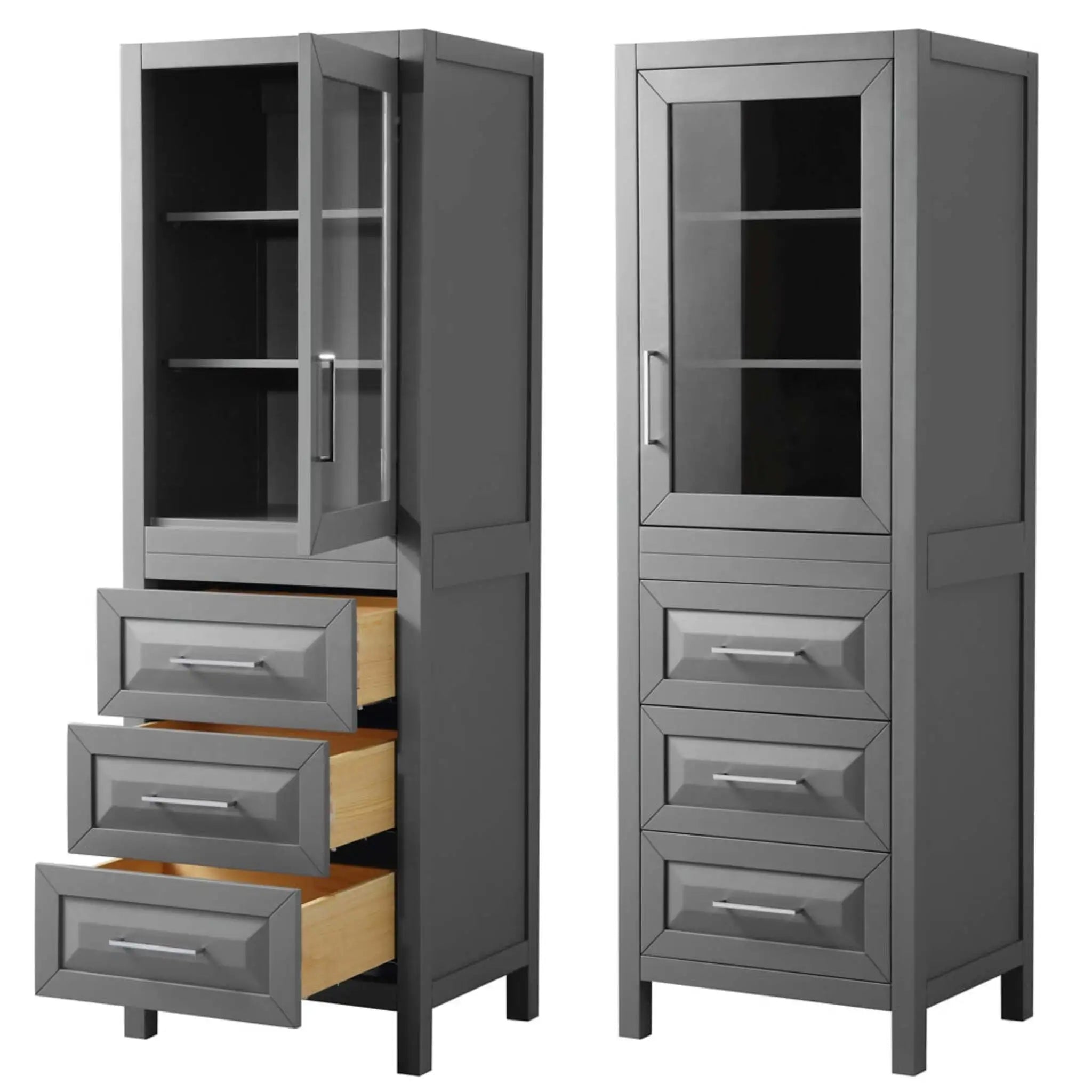 Dark Gray Bathroom Linen Tower Cabinet - Daria by Wyndham (WCV2525LTKG) image 2
