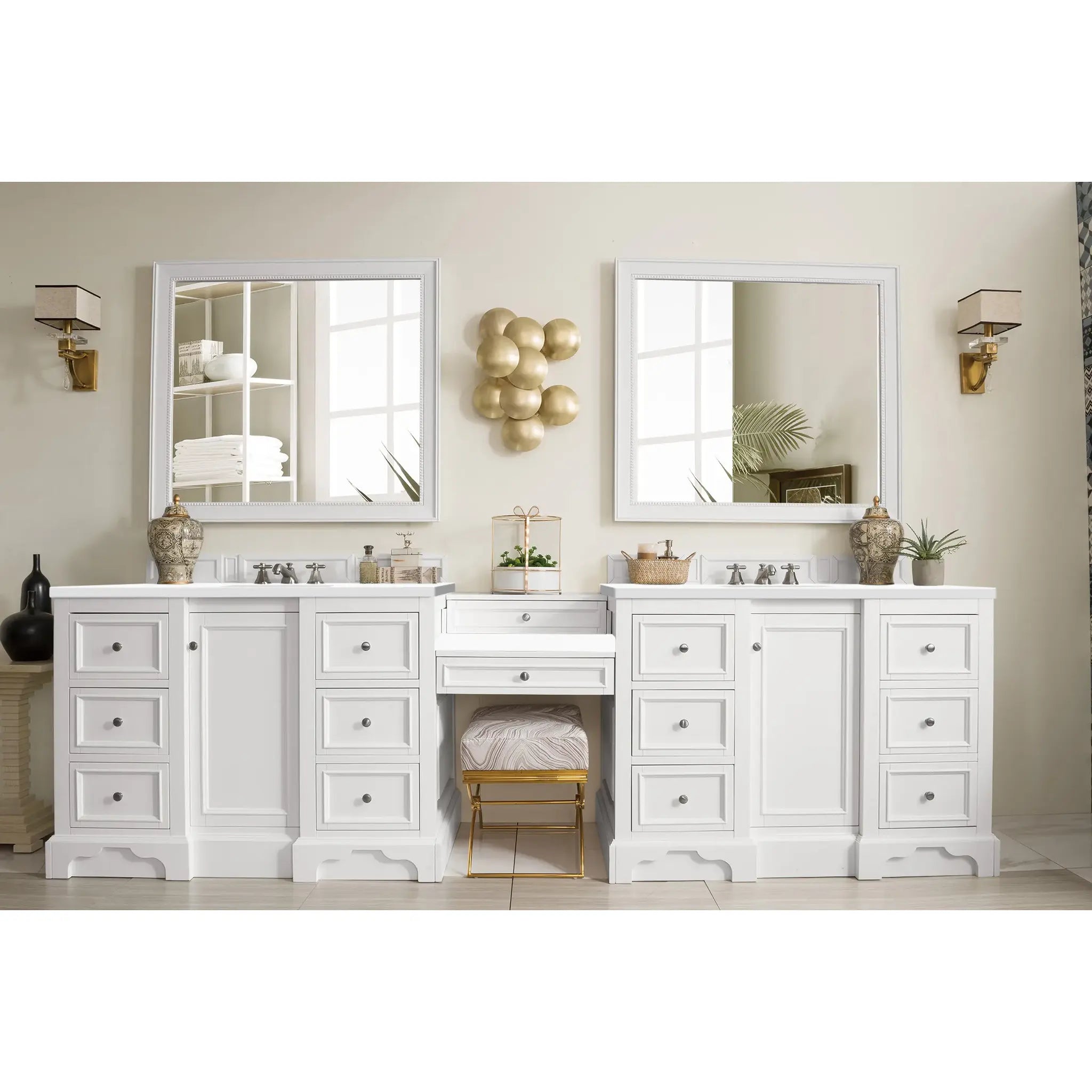 De Soto 118" Double Vanity Set in Bright White-White Zeus Silestone image