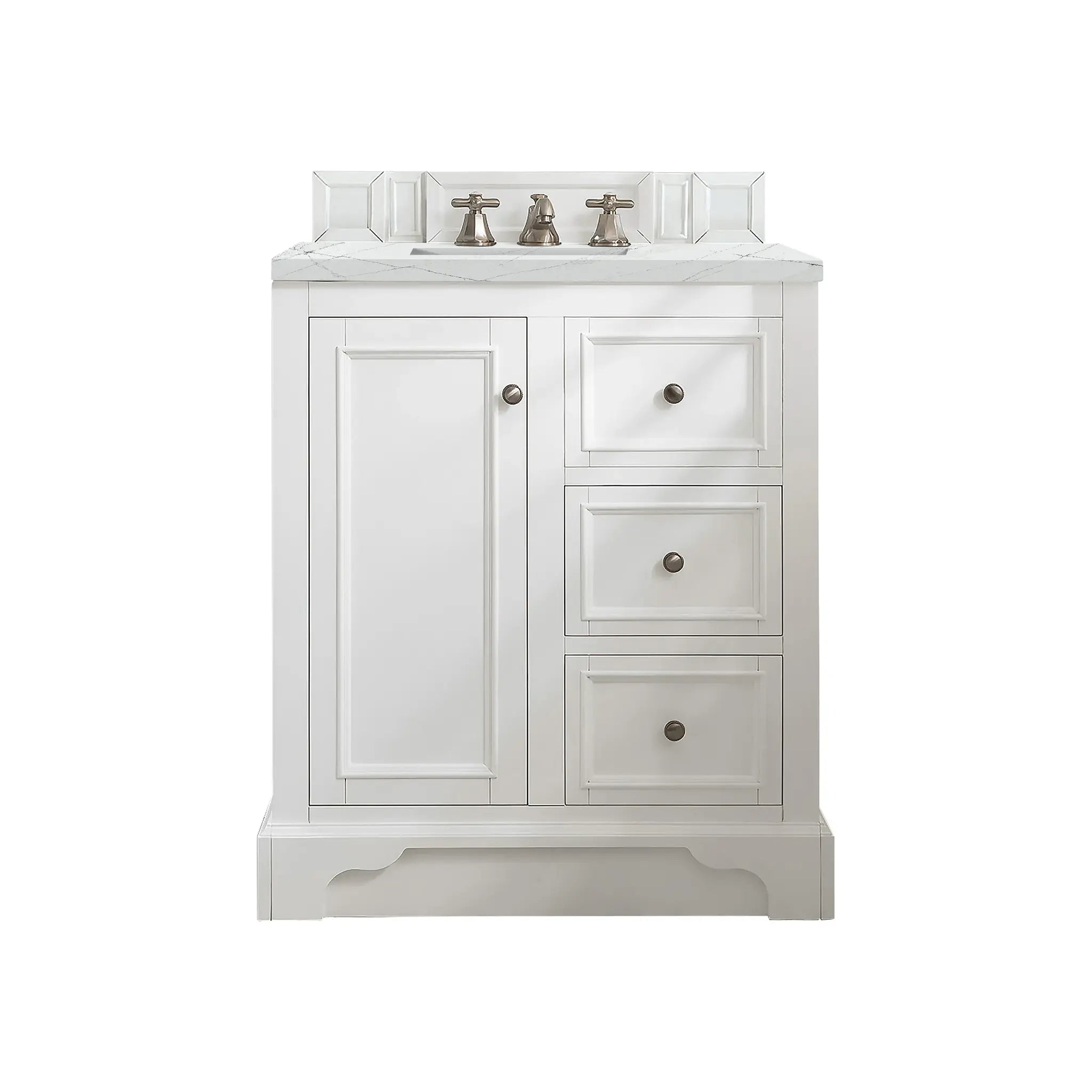 De Soto 30" Single Vanity in Bright White-Ethereal Noctis Silestone-8" Widespread image