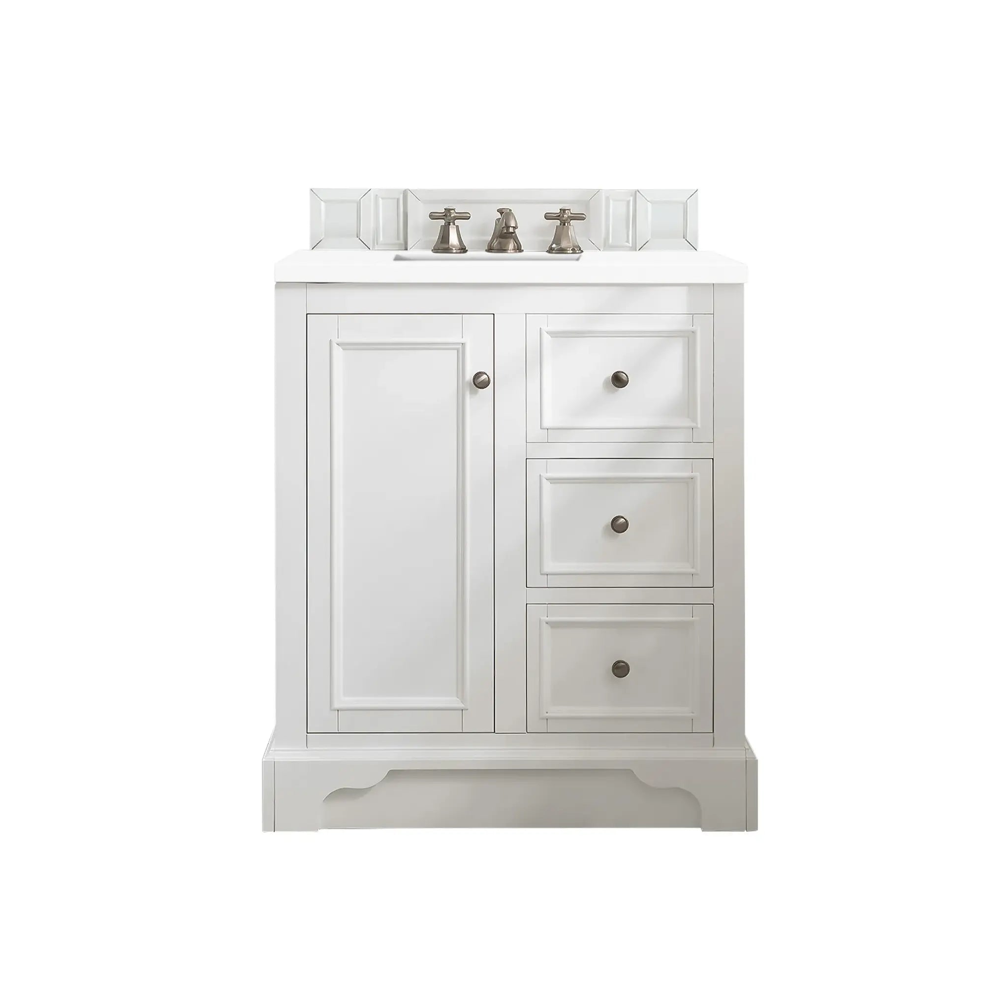 De Soto 30" Single Vanity in Bright White-White Zeus Silestone-8" Widespread image