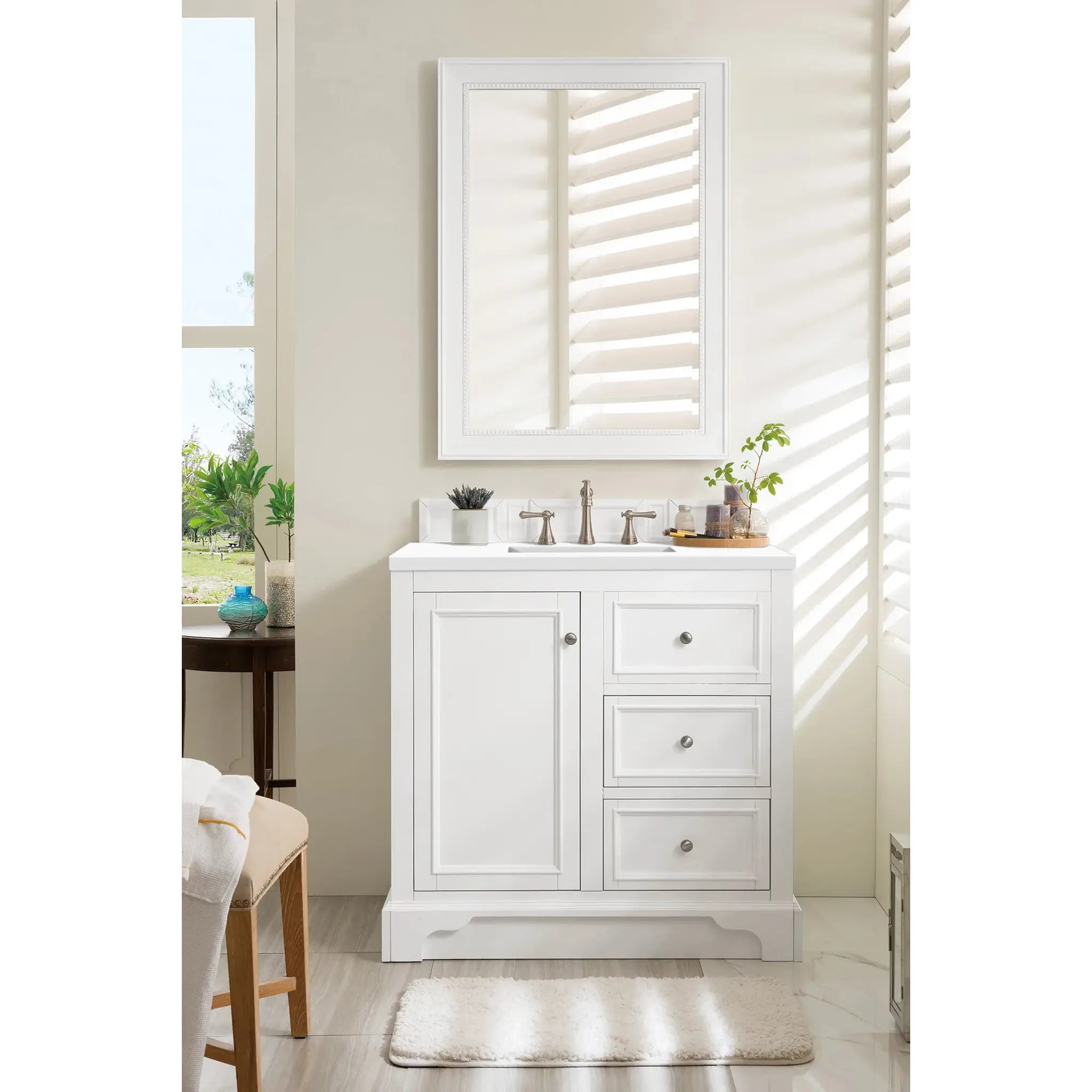 De Soto 36" Single Vanity in Bright White-White Zeus Silestone-8" Widespread image 1