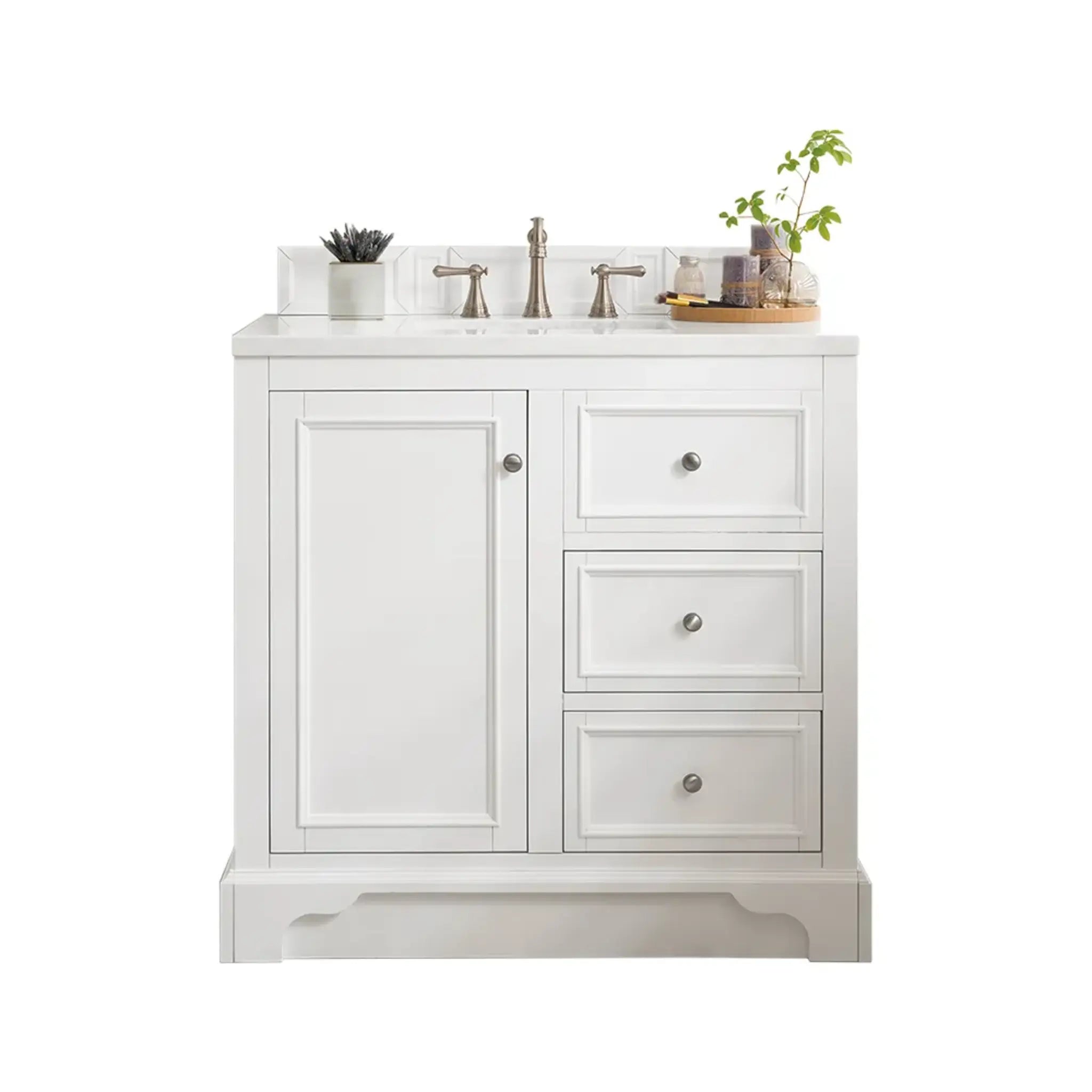 De Soto 36" Single Vanity in Bright White-White Zeus Silestone-8" Widespread image