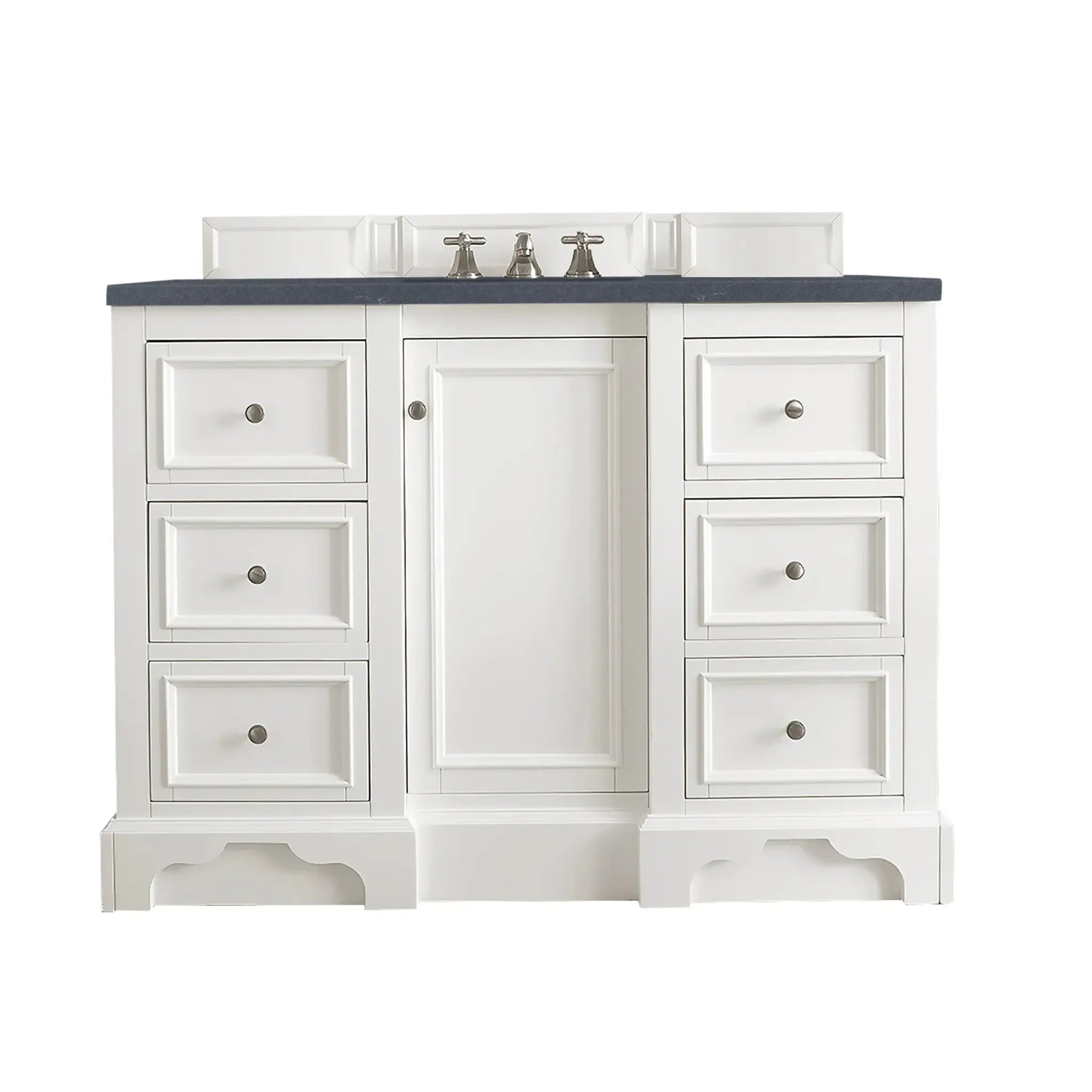De Soto 48" Single Vanity in Bright White-Charcoal Soapstone Silestone-8" Widespread image