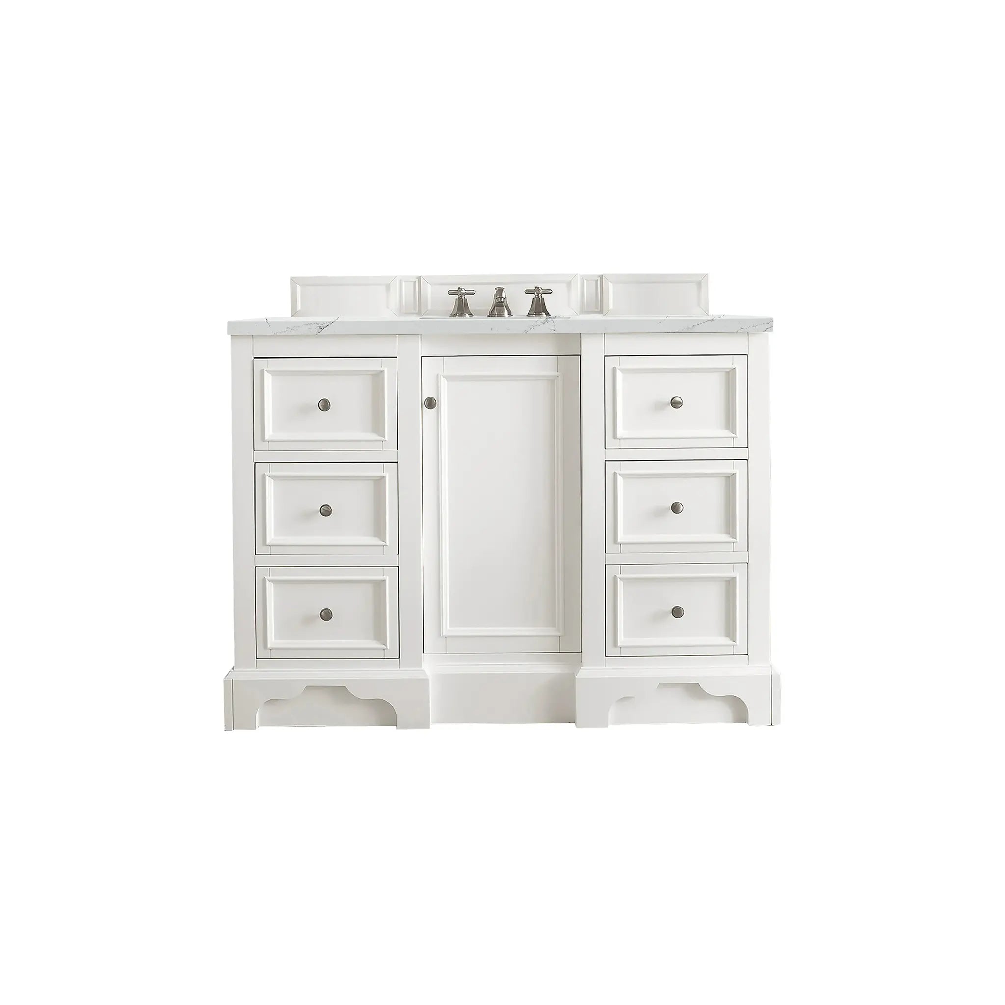De Soto 48" Single Vanity in Bright White-Ethereal Noctis Silestone-8" Widespread image