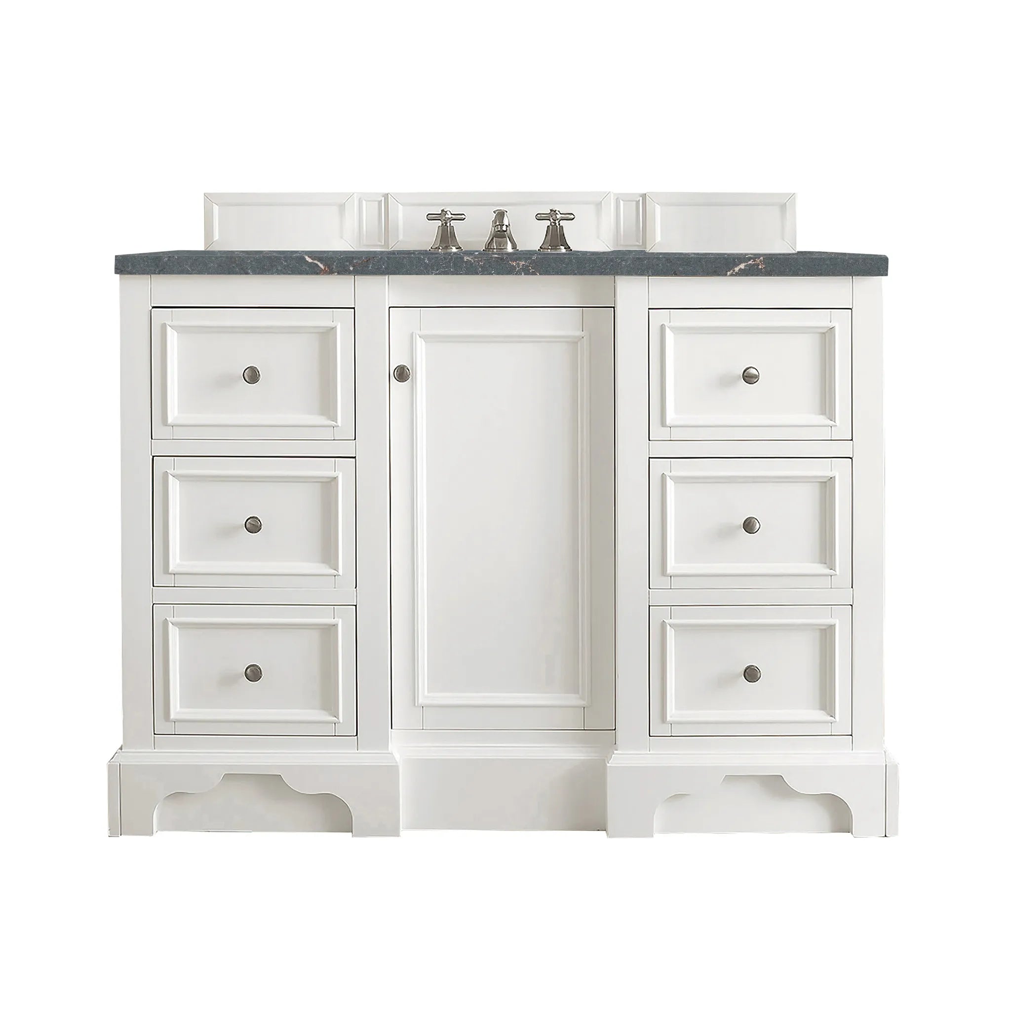 De Soto 48" Single Vanity in Bright White-Parisien Bleu Silestone-8" Widespread image