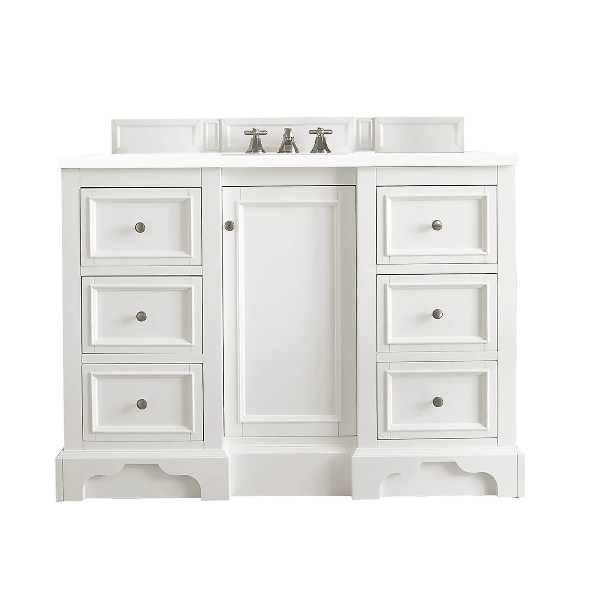 De Soto 48" Single Vanity in Bright White-White Zeus Silestone-8" Widespread image