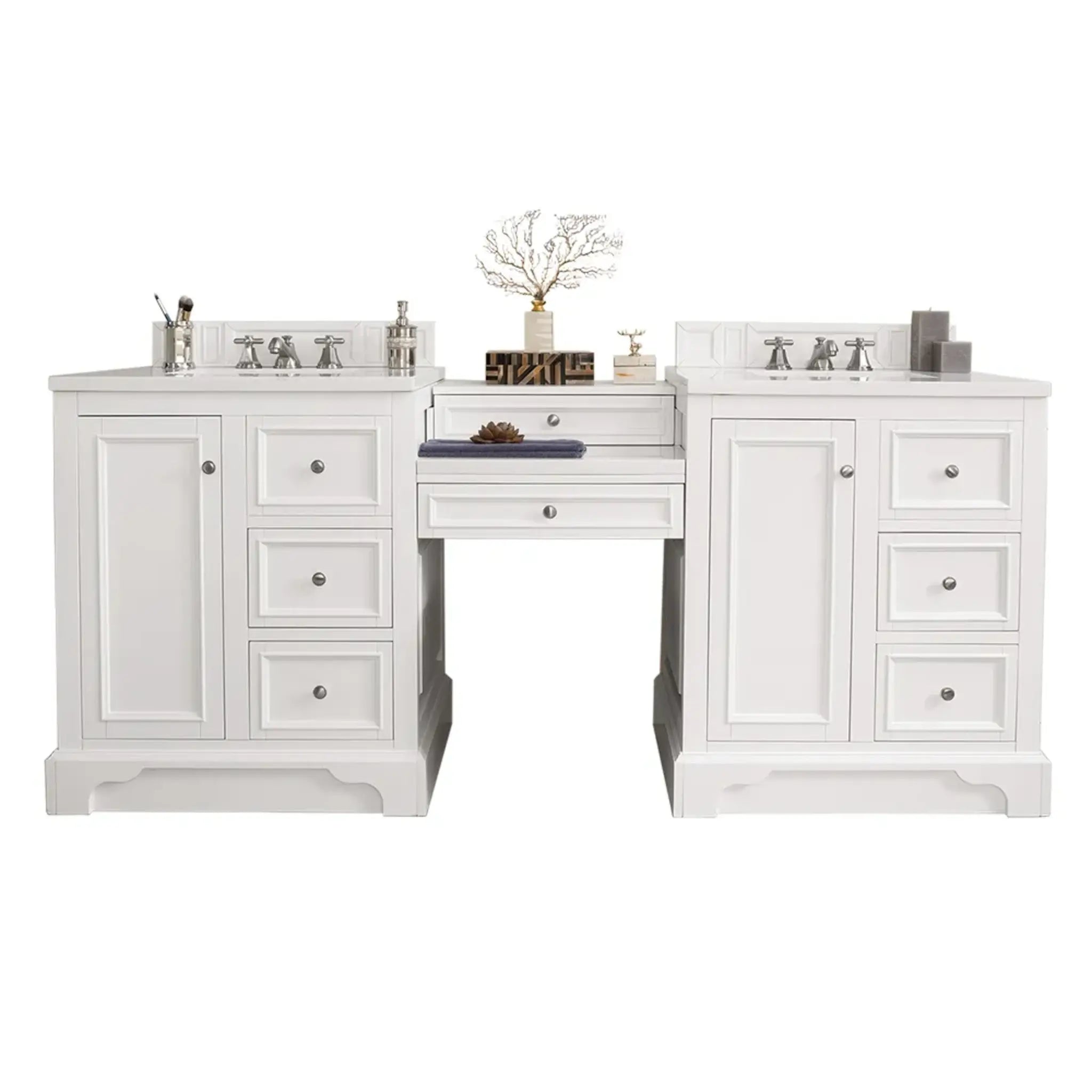 De Soto 82" Double Vanity Set in Bright White-White Zeus Silestone-8" Widespread image
