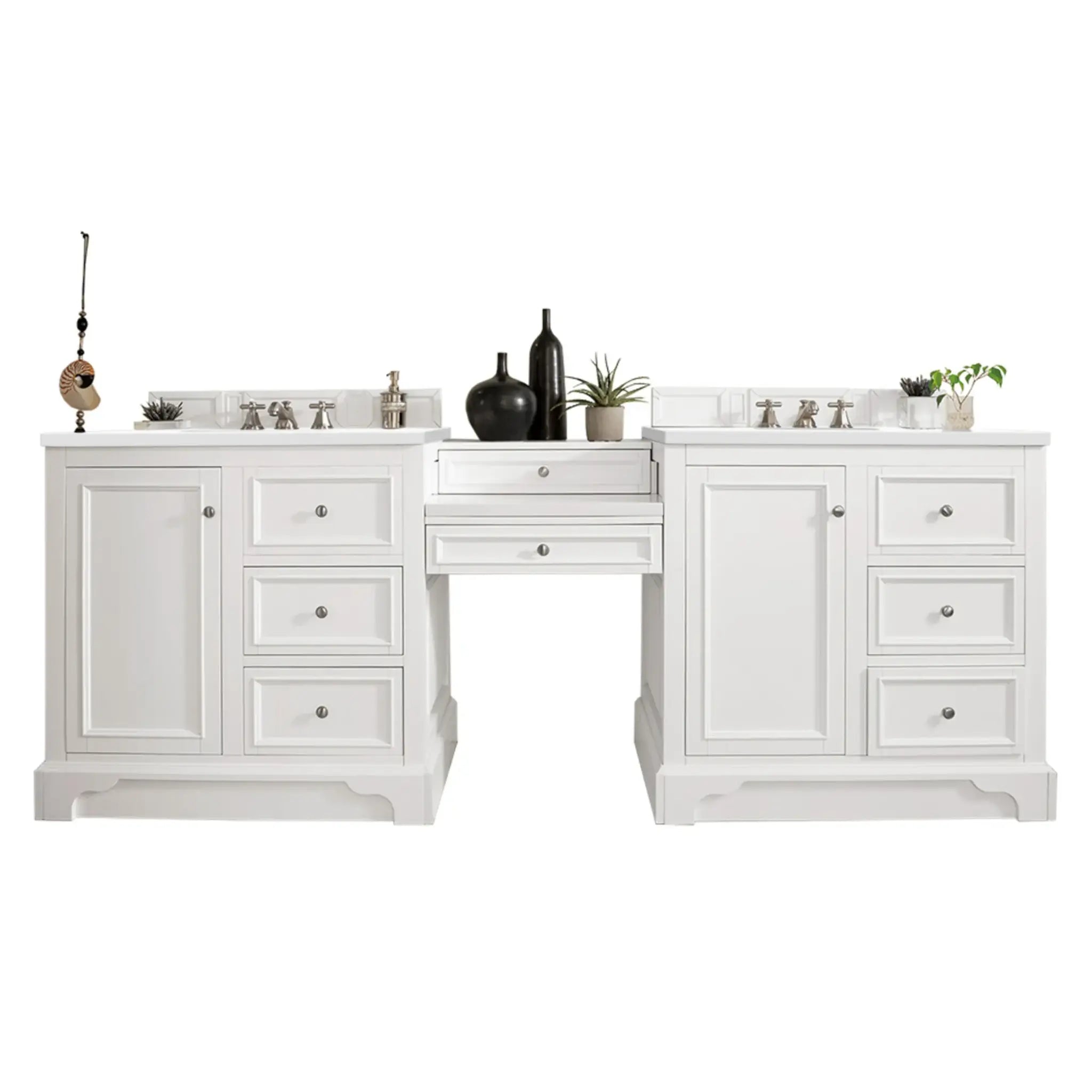 De Soto 94" Double Vanity Set in Bright White-White Zeus Silestone-8" Widespread image 1