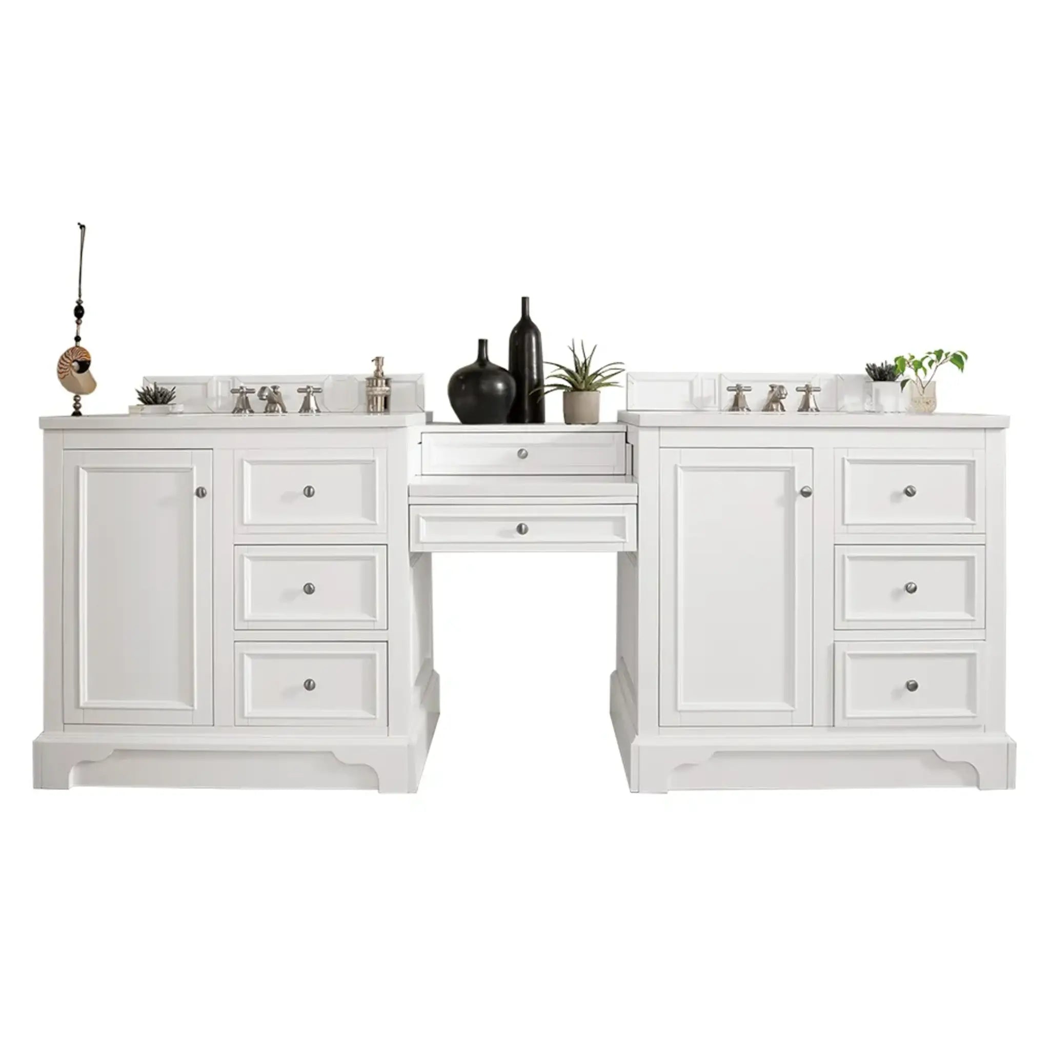 De Soto 94" Double Vanity Set in Bright White-White Zeus Silestone-8" Widespread image