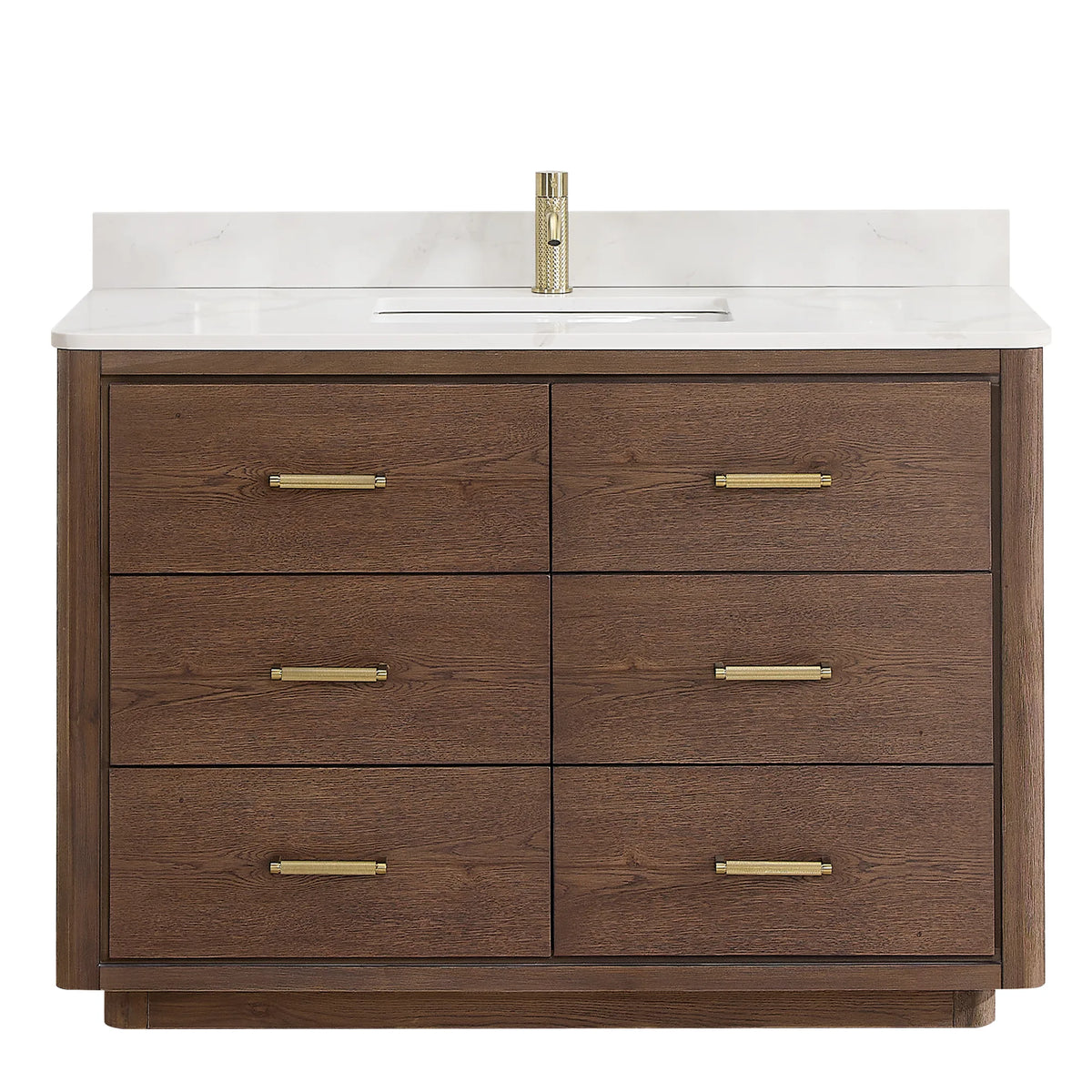 Front view on white, faucet pictured but not part of the 48 inch single vanity