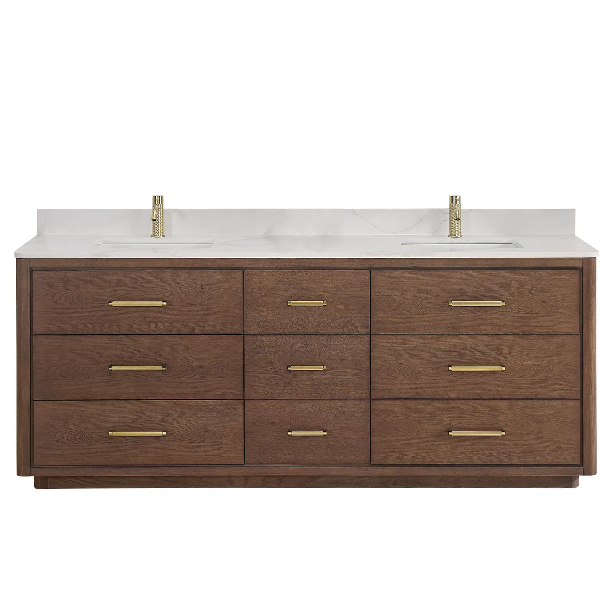 Front view on white, faucet pictured but not part of the 84 inch double vanity
