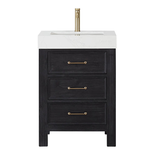 24-inch Glenvane Single Bathroom Vanity in Fir Wood Black by Vellora