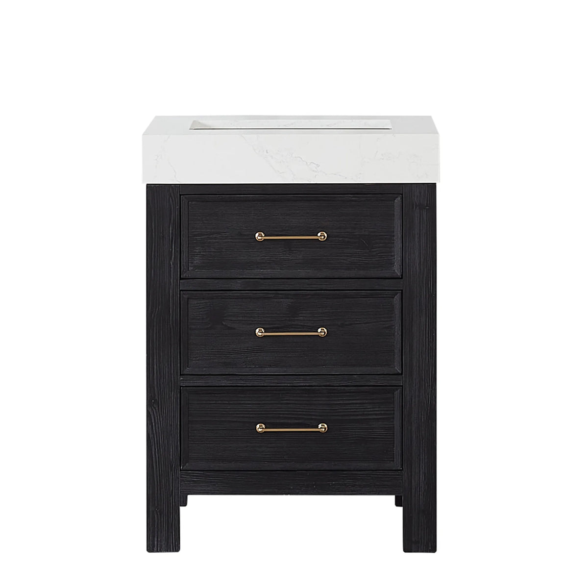24-inch Fir Wood Black vanity with a faucet fitted for the photo; the faucet is not included