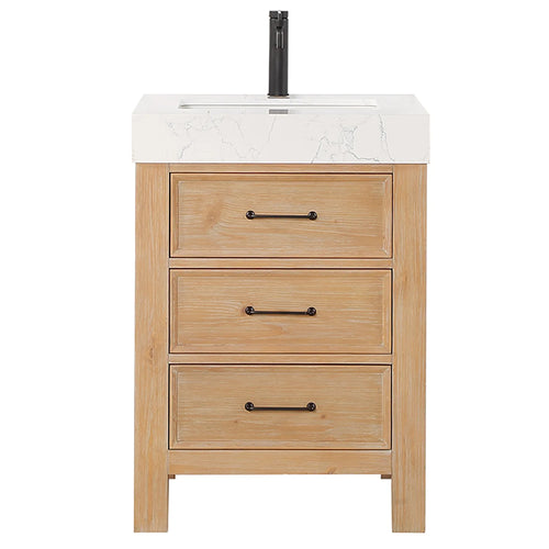 24-inch Glenvane Single Bathroom Vanity in Fir Wood Brown by Vellora