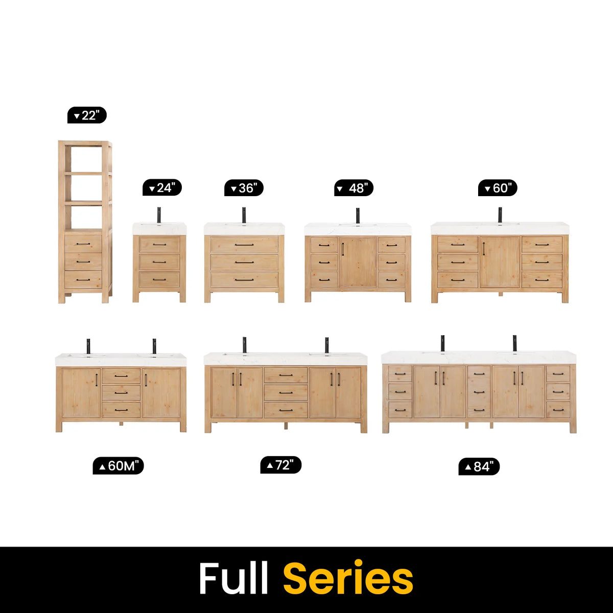 Full Series graphic comparing the sizes in the range