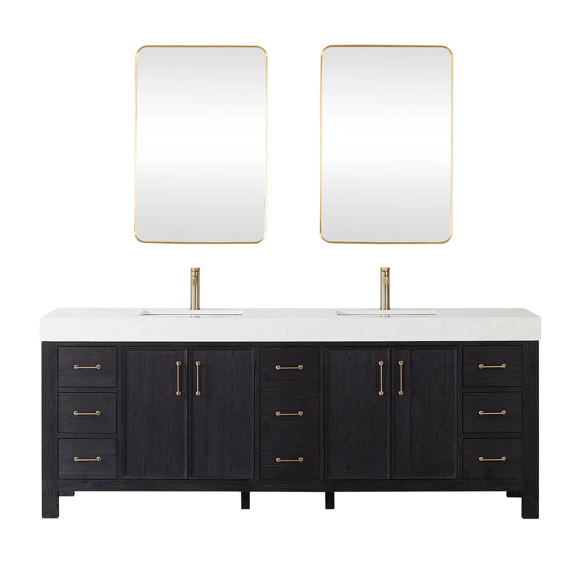 Two rectangular wall mirrors sold with the Fir Wood Black double vanity, shown as a set
